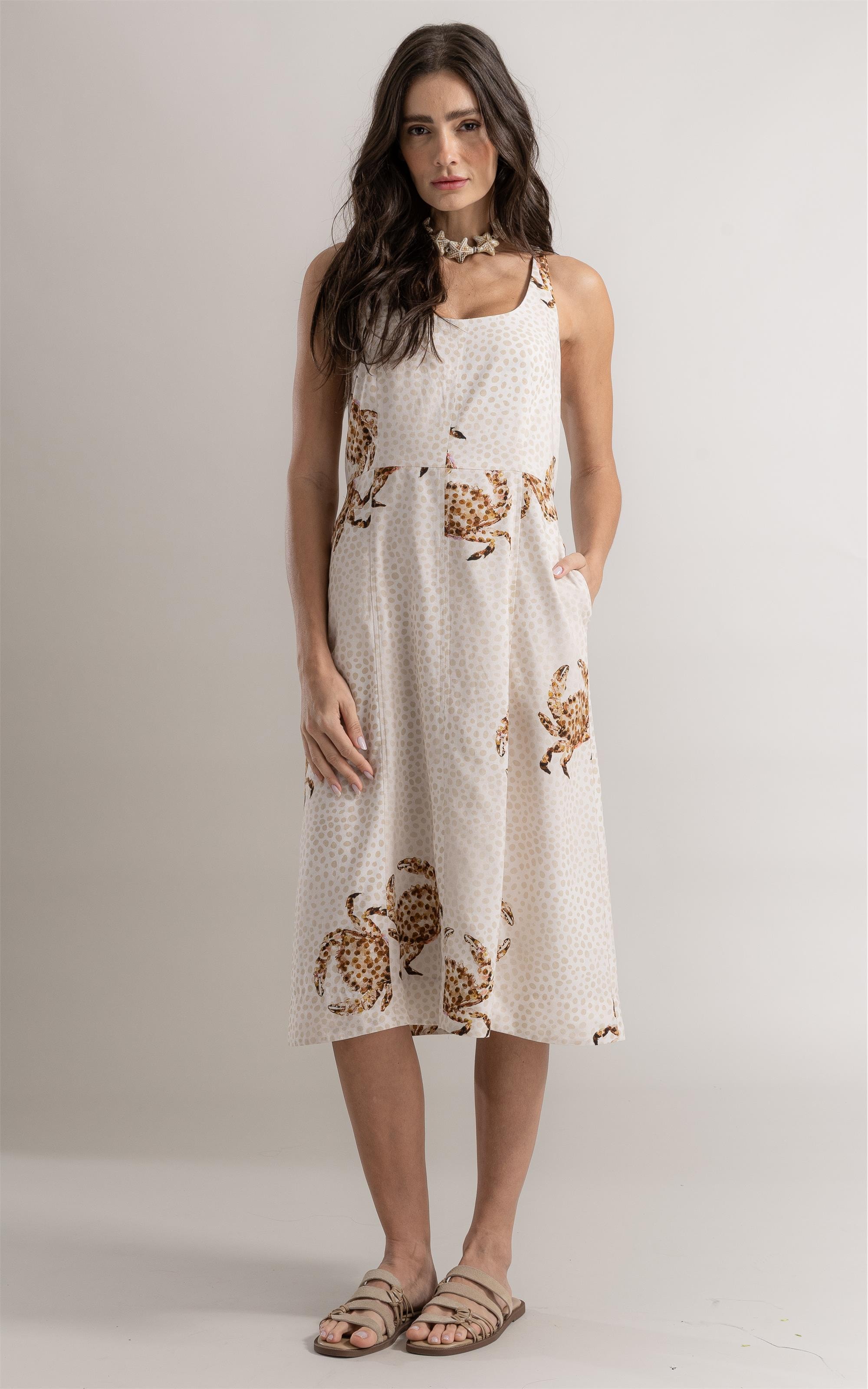 Vestido Eloise Poás Linho Natural