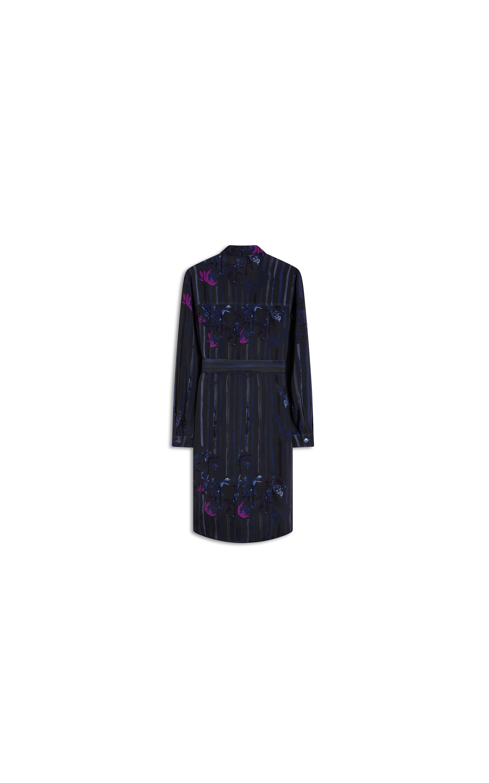 Vestido Emi Viscose  Floral Listra Dark Navy