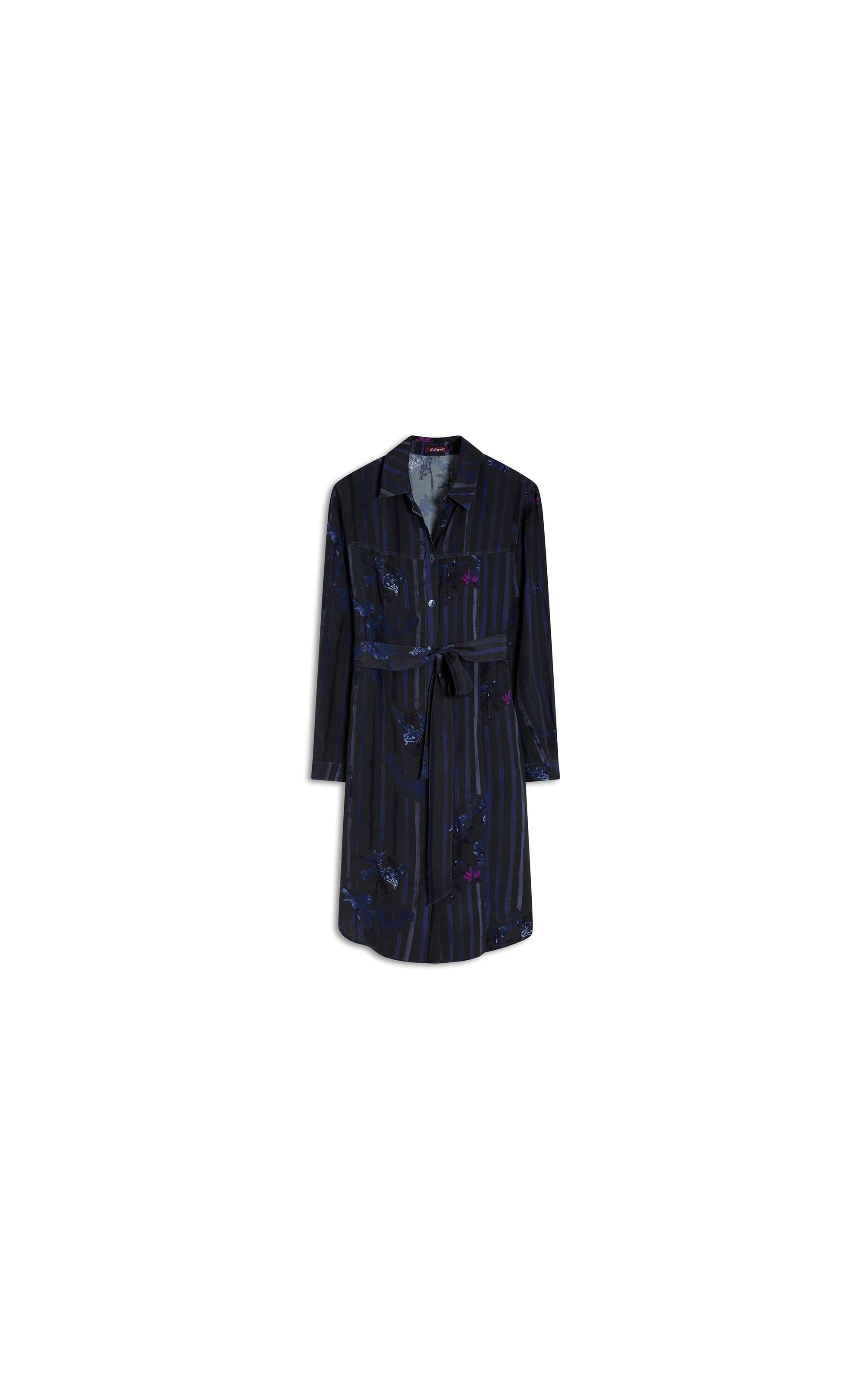 Vestido Emi Viscose  Floral Listra Dark Navy