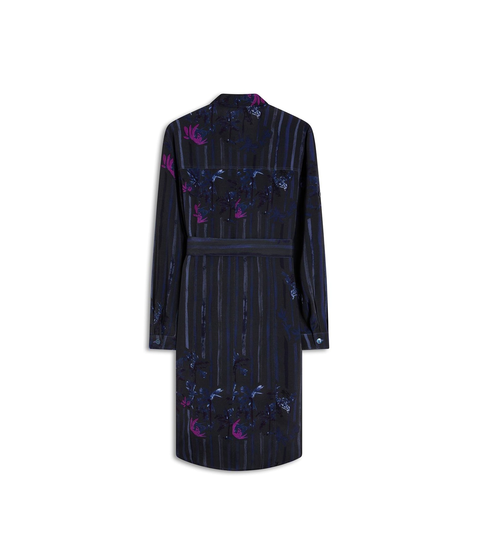 Vestido Emi Viscose  Floral Listra Dark Navy