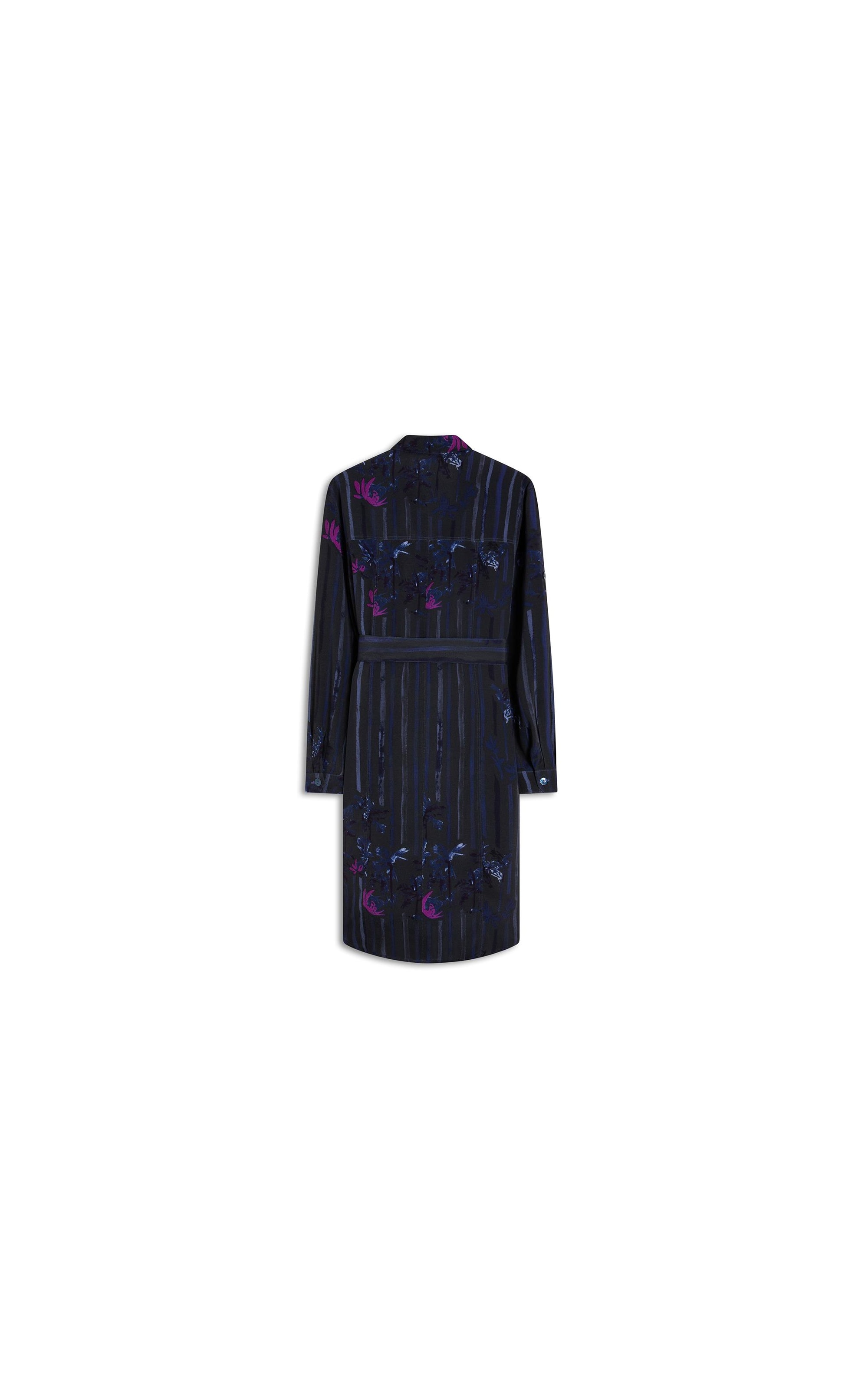 Vestido Emi Viscose  Floral Listra Dark Navy