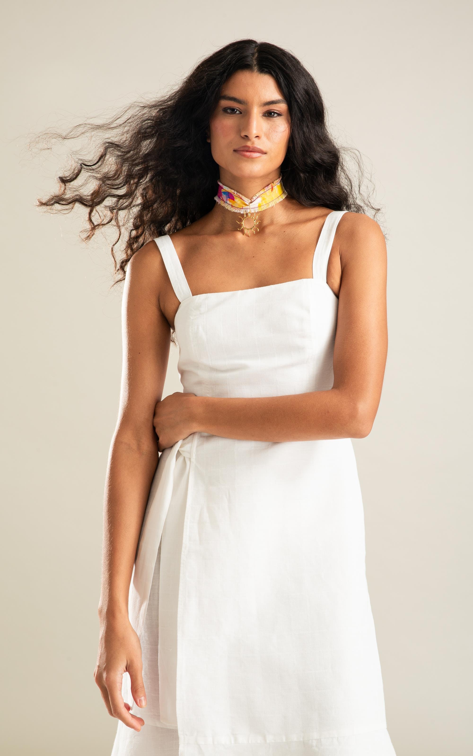 Vestido Fernanda Lb Maquinetado Branco