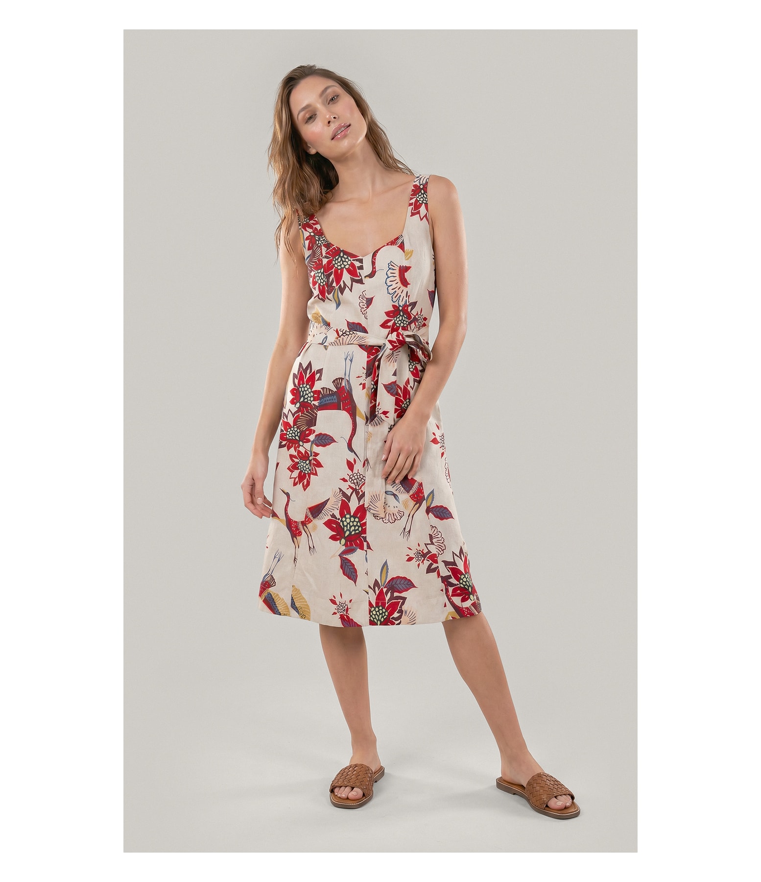 Vestido Gemma Lb Est Pássaros Bordeaux