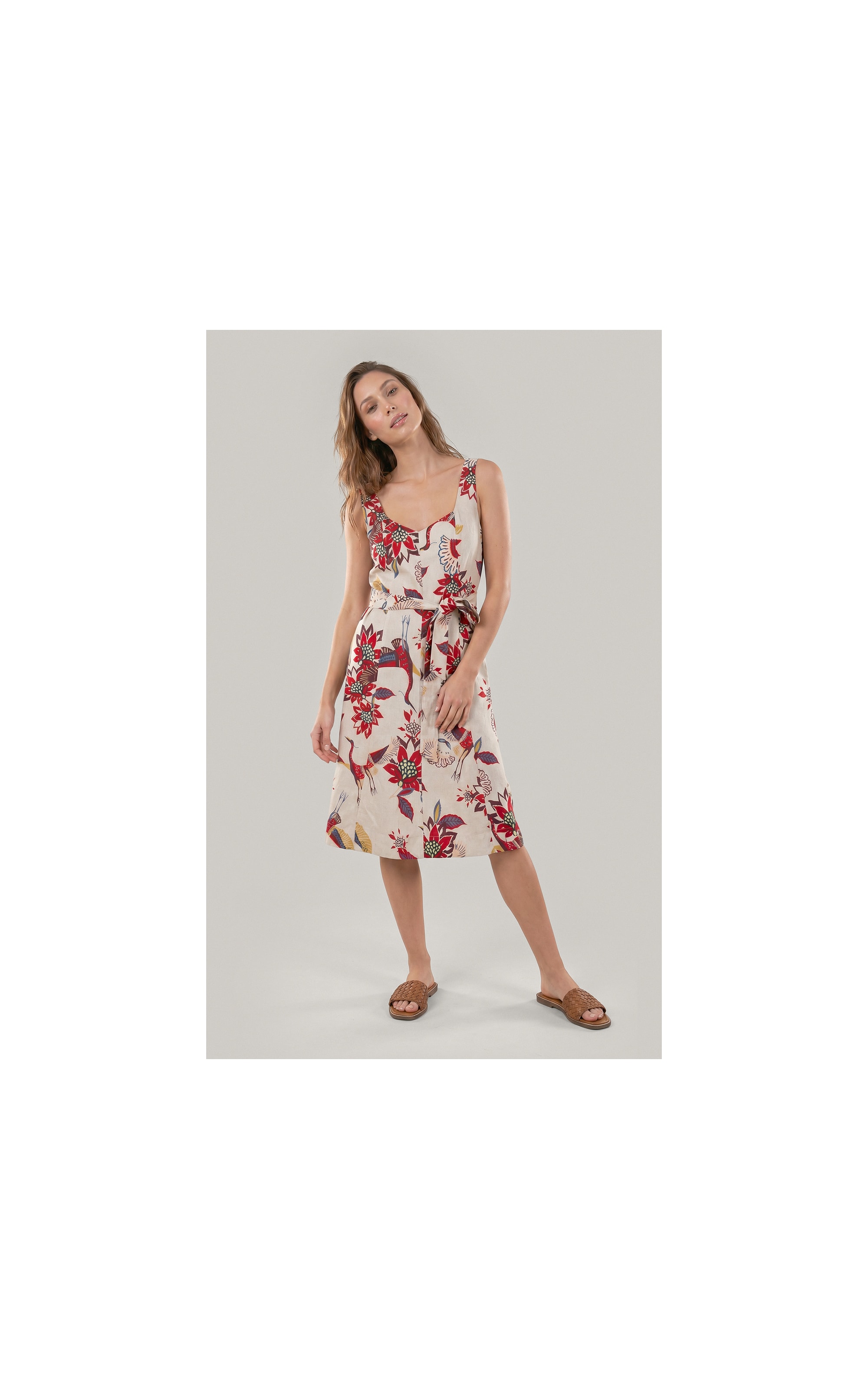Vestido Gemma Lb Est Pássaros Bordeaux