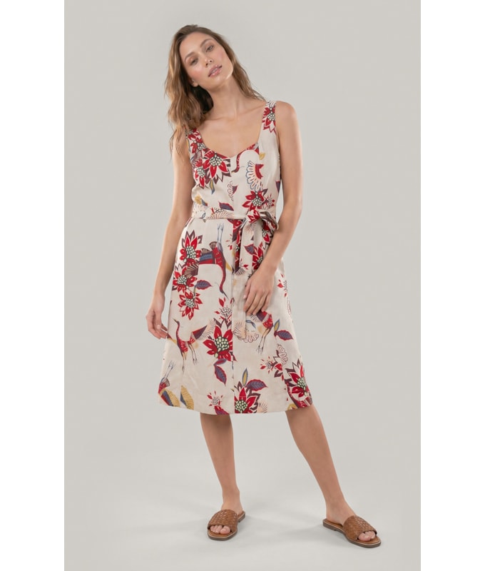 Vestido Gemma Lb Est Pássaros Bordeaux
