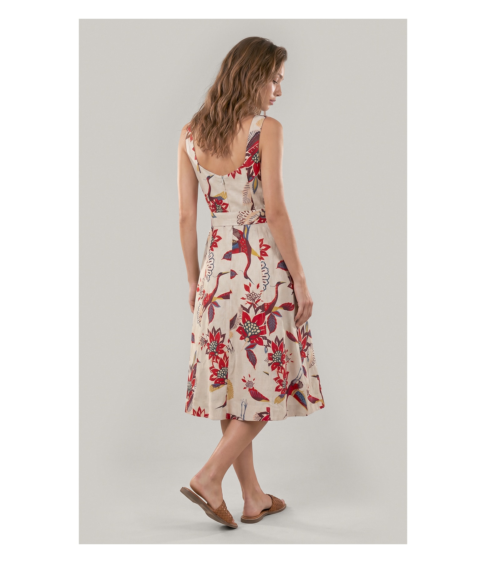 Vestido Gemma Lb Est Pássaros Bordeaux