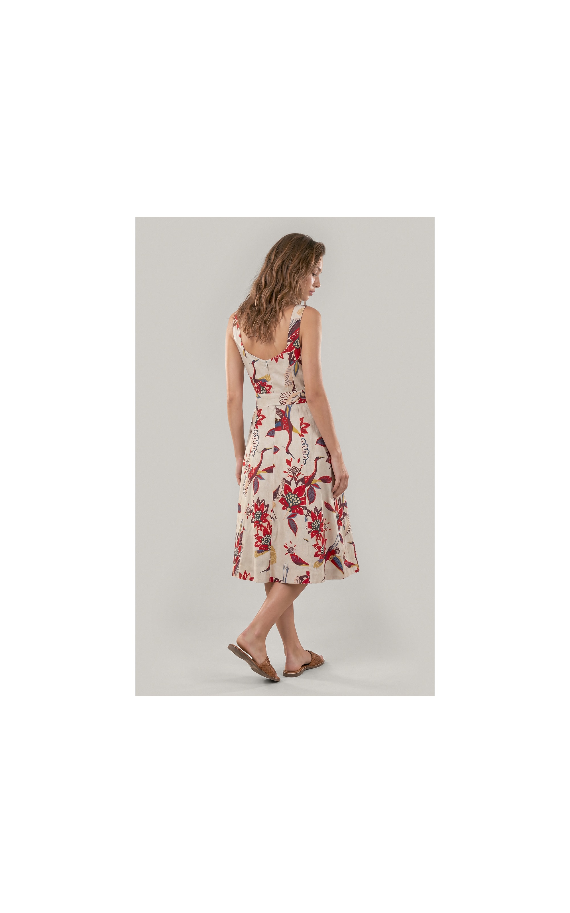 Vestido Gemma Lb Est Pássaros Bordeaux