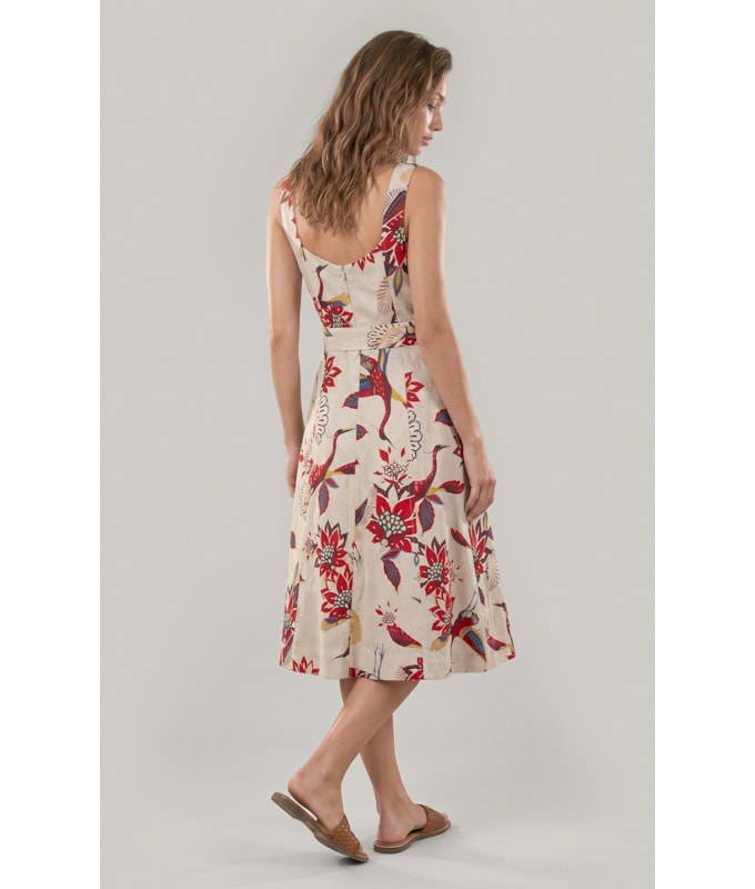 Vestido Gemma Lb Est Pássaros Bordeaux