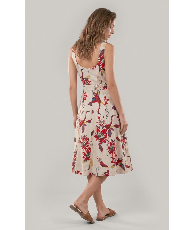 Vestido Gemma Lb Est Pássaros Bordeaux