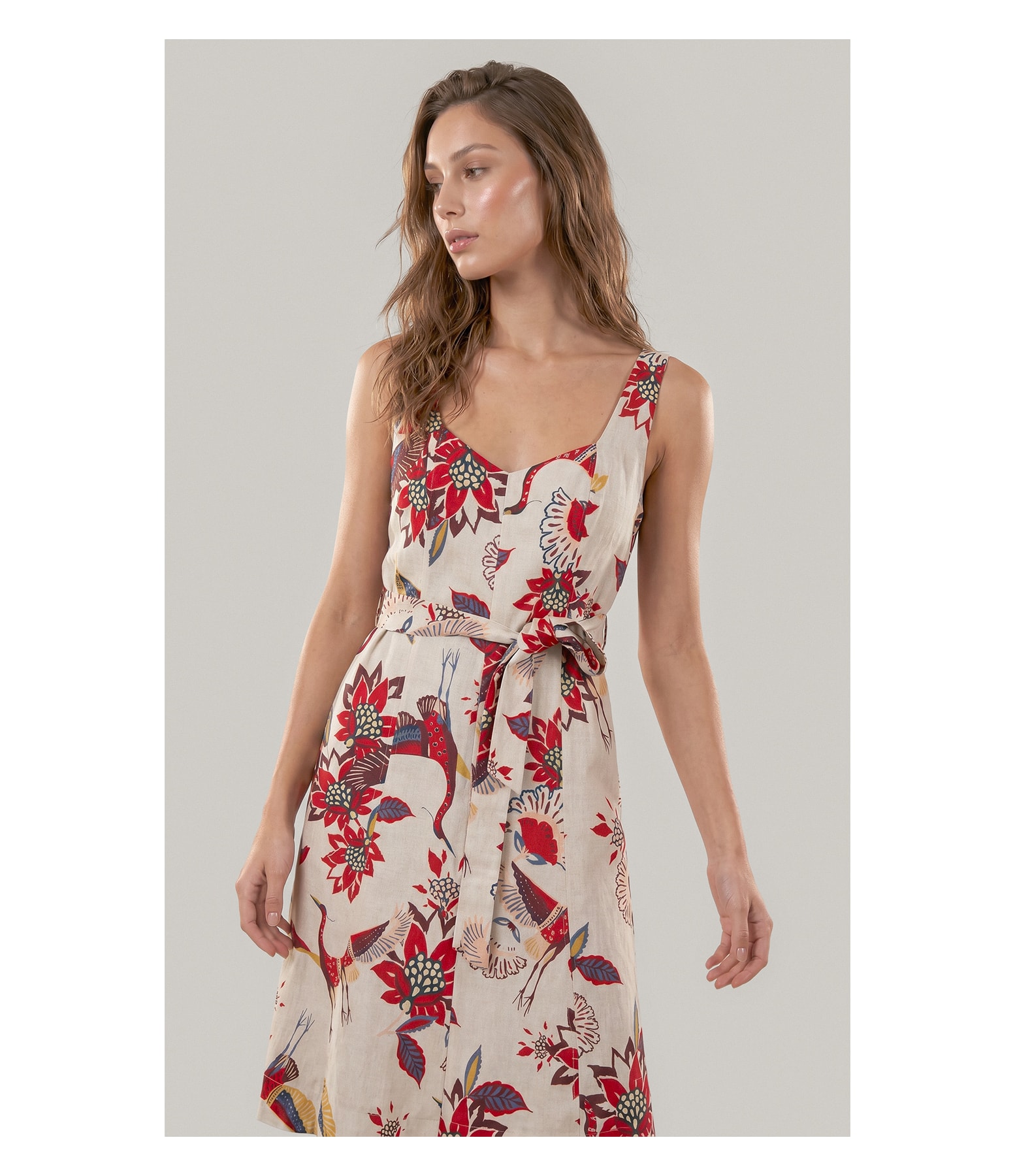 Vestido Gemma Lb Est Pássaros Bordeaux