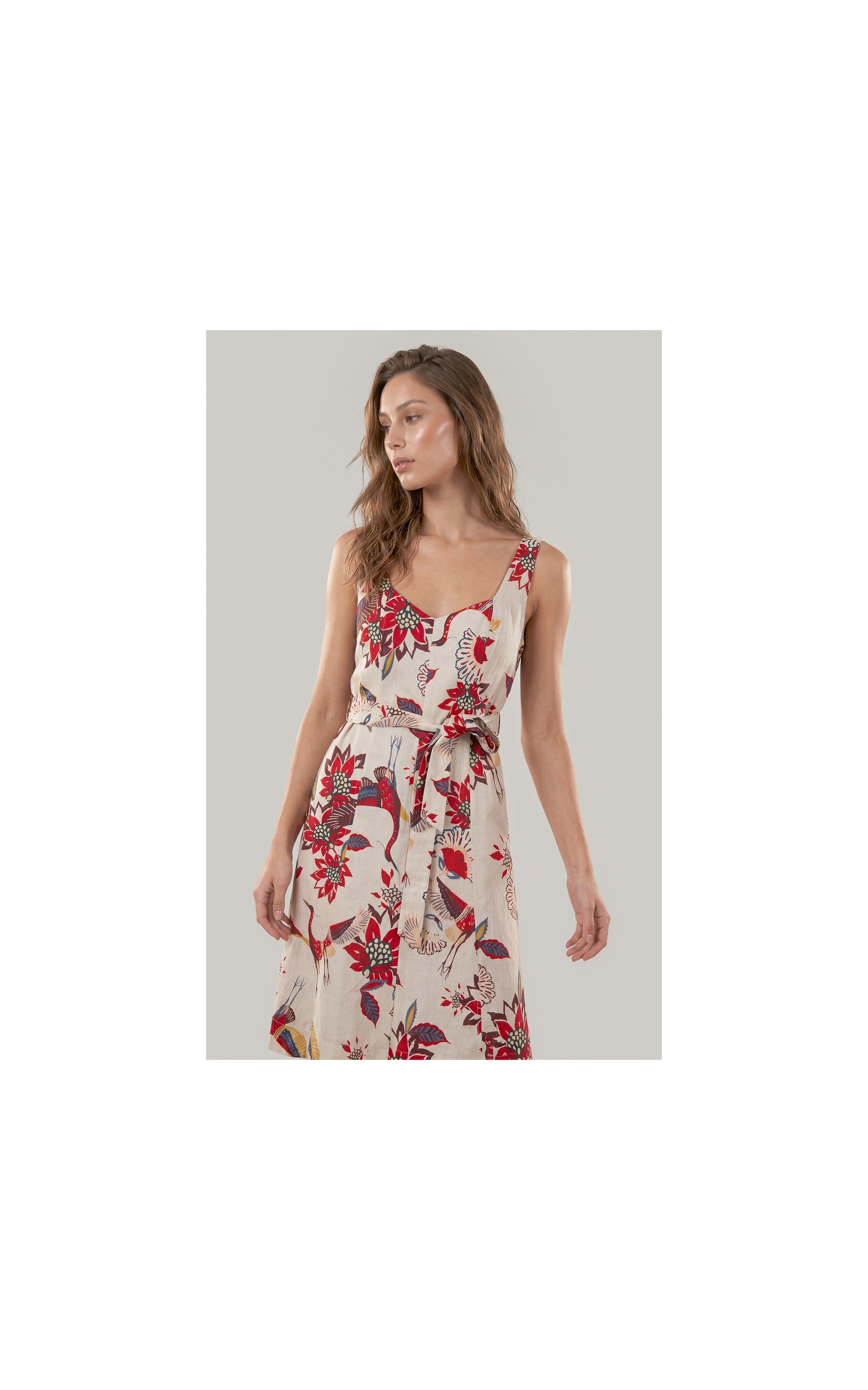 Vestido Gemma Lb Est Pássaros Bordeaux