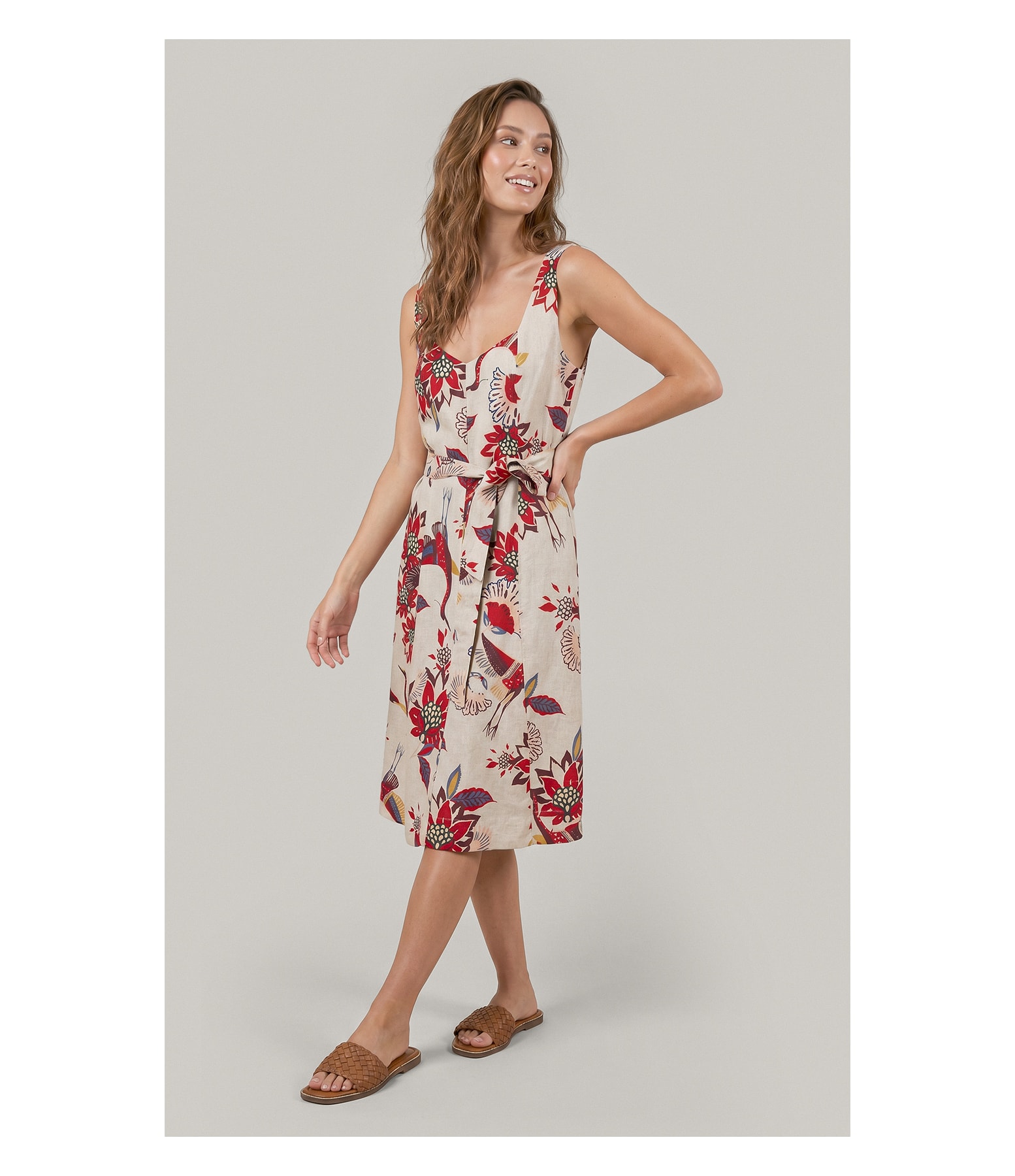Vestido Gemma Lb Est Pássaros Bordeaux
