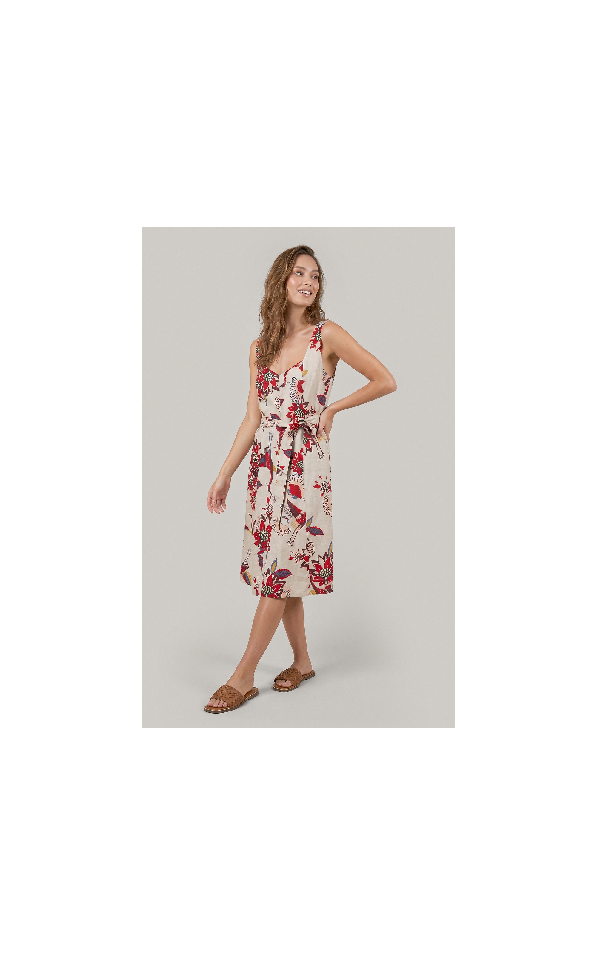 Vestido Gemma Lb Est Pássaros Bordeaux