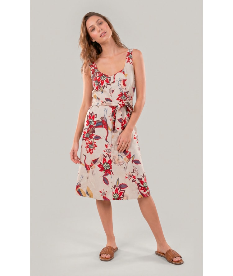 Vestido Gemma Lb Est Pássaros Bordeaux