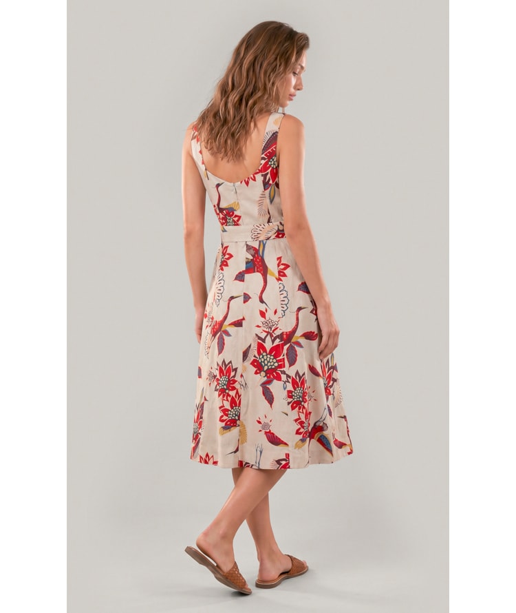 Vestido Gemma Lb Est Pássaros Bordeaux