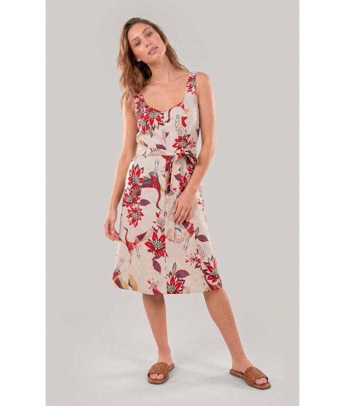 Vestido Gemma Lb Est Pássaros Bordeaux