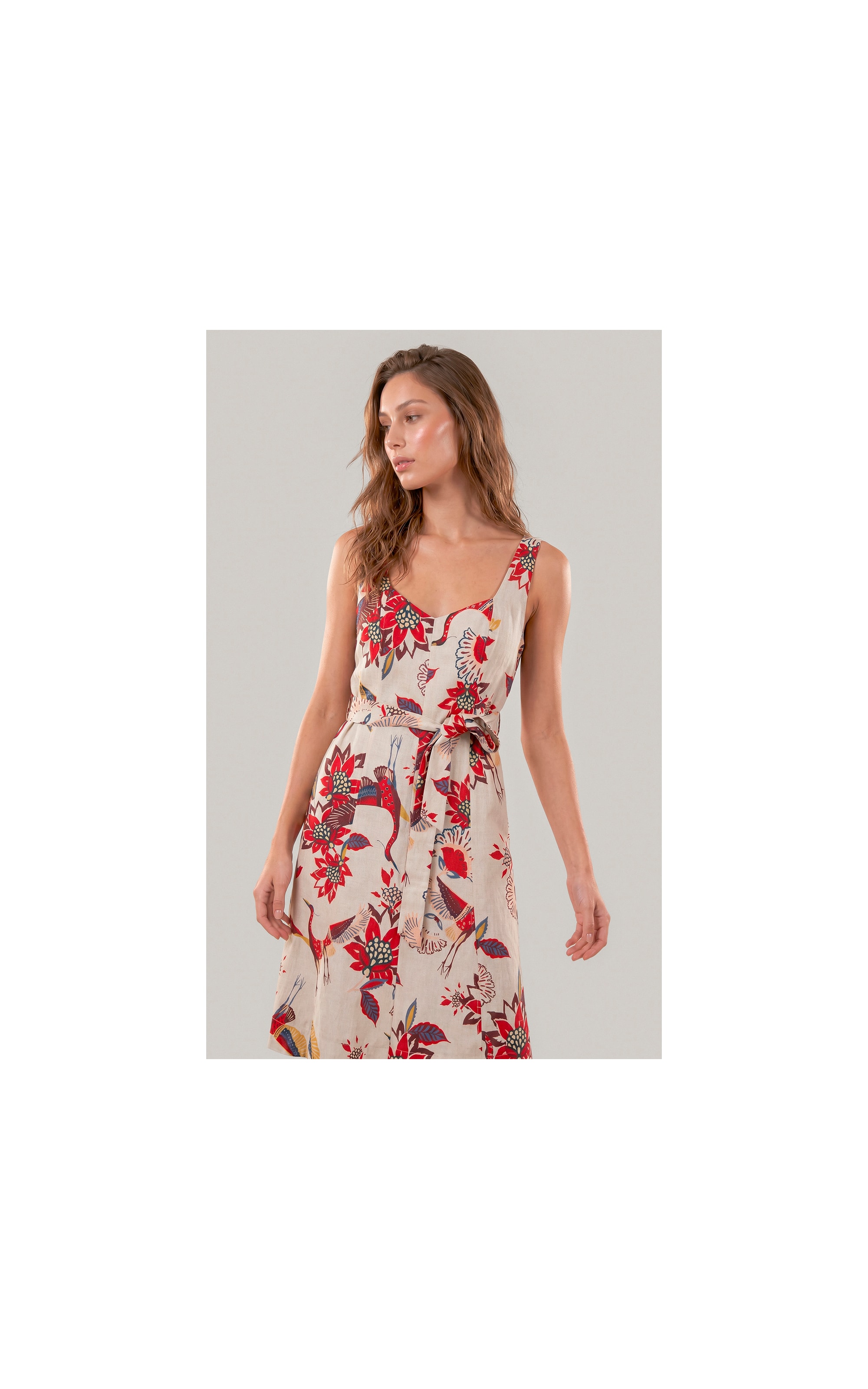 Vestido Gemma Lb Est Pássaros Bordeaux