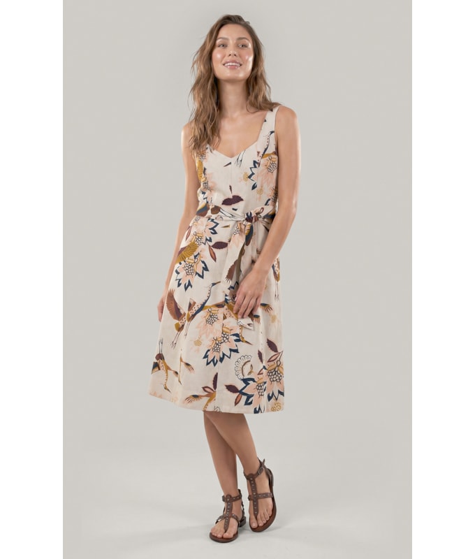 Vestido Gemma Lb Est Pássaros Marrom