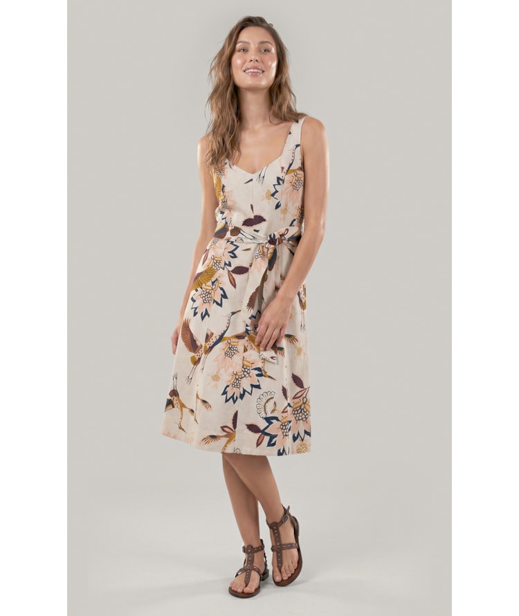 Vestido Gemma Lb Est Pássaros Marrom