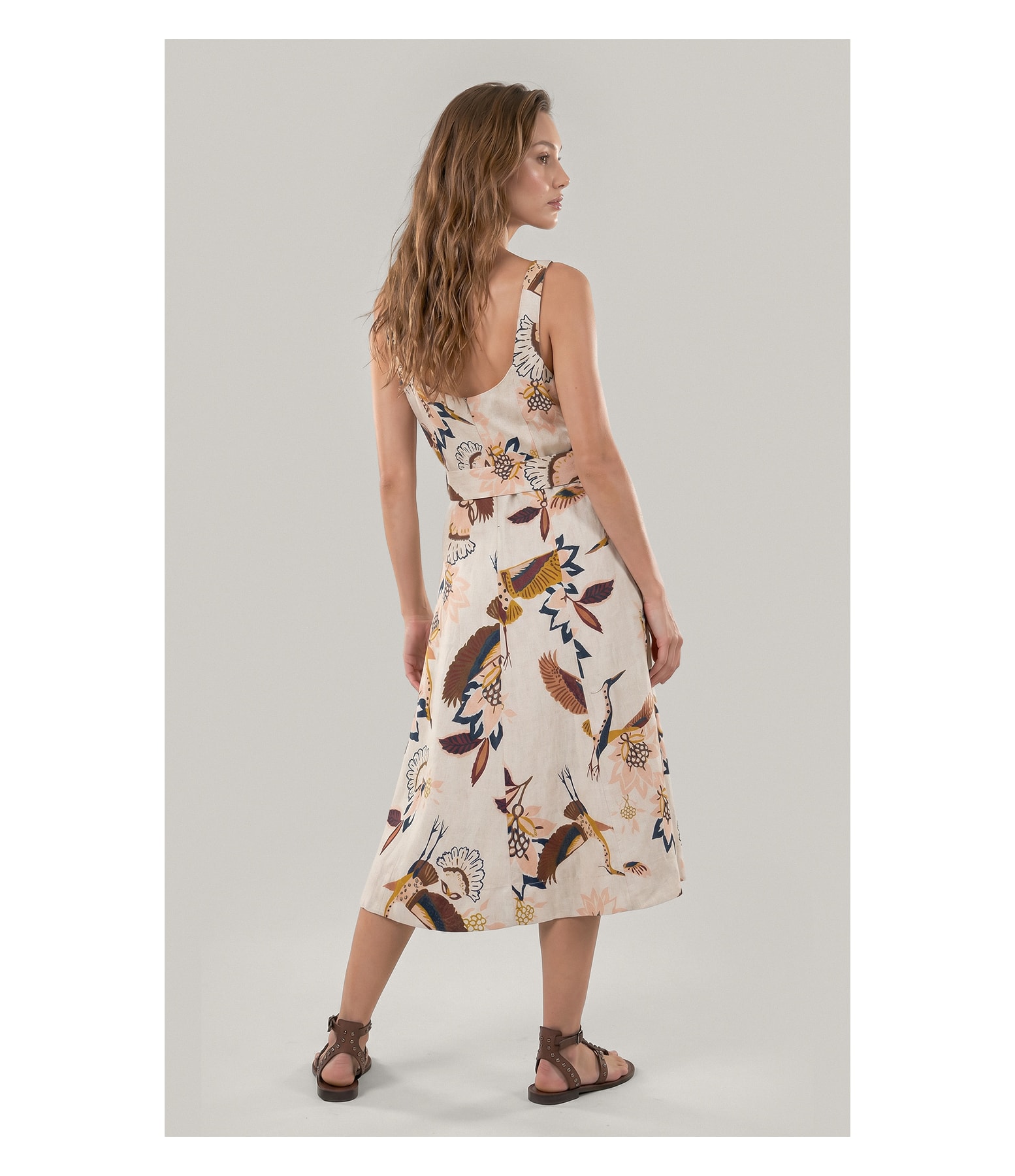 Vestido Gemma Lb Est Pássaros Marrom