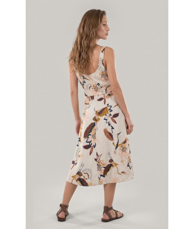 Vestido Gemma Lb Est Pássaros Marrom