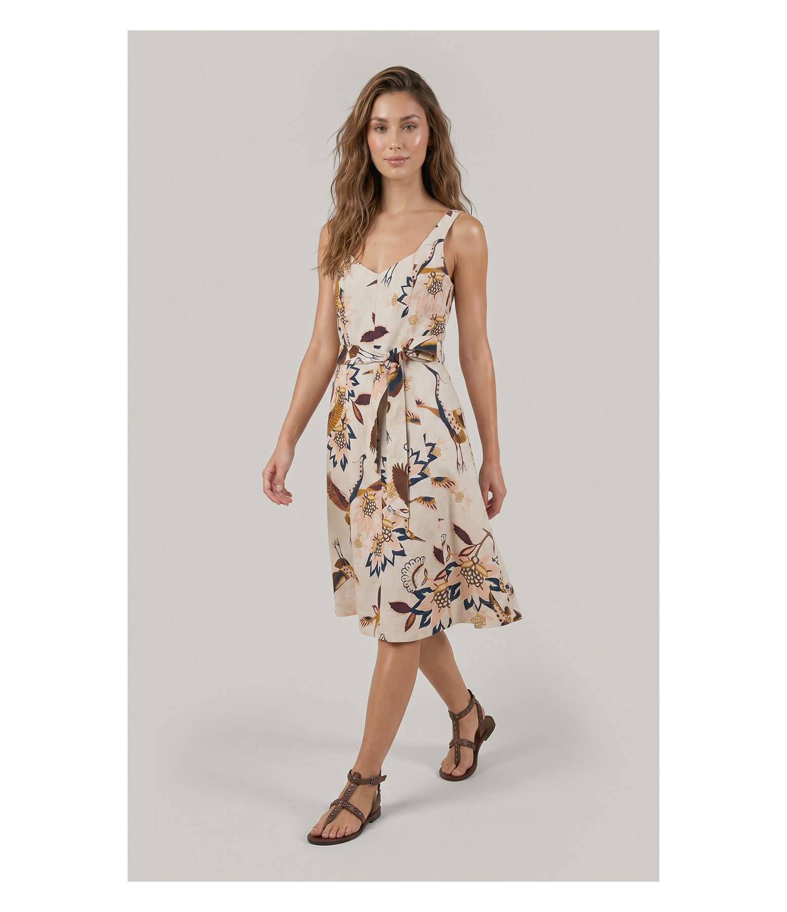 Vestido Gemma Lb Est Pássaros Marrom