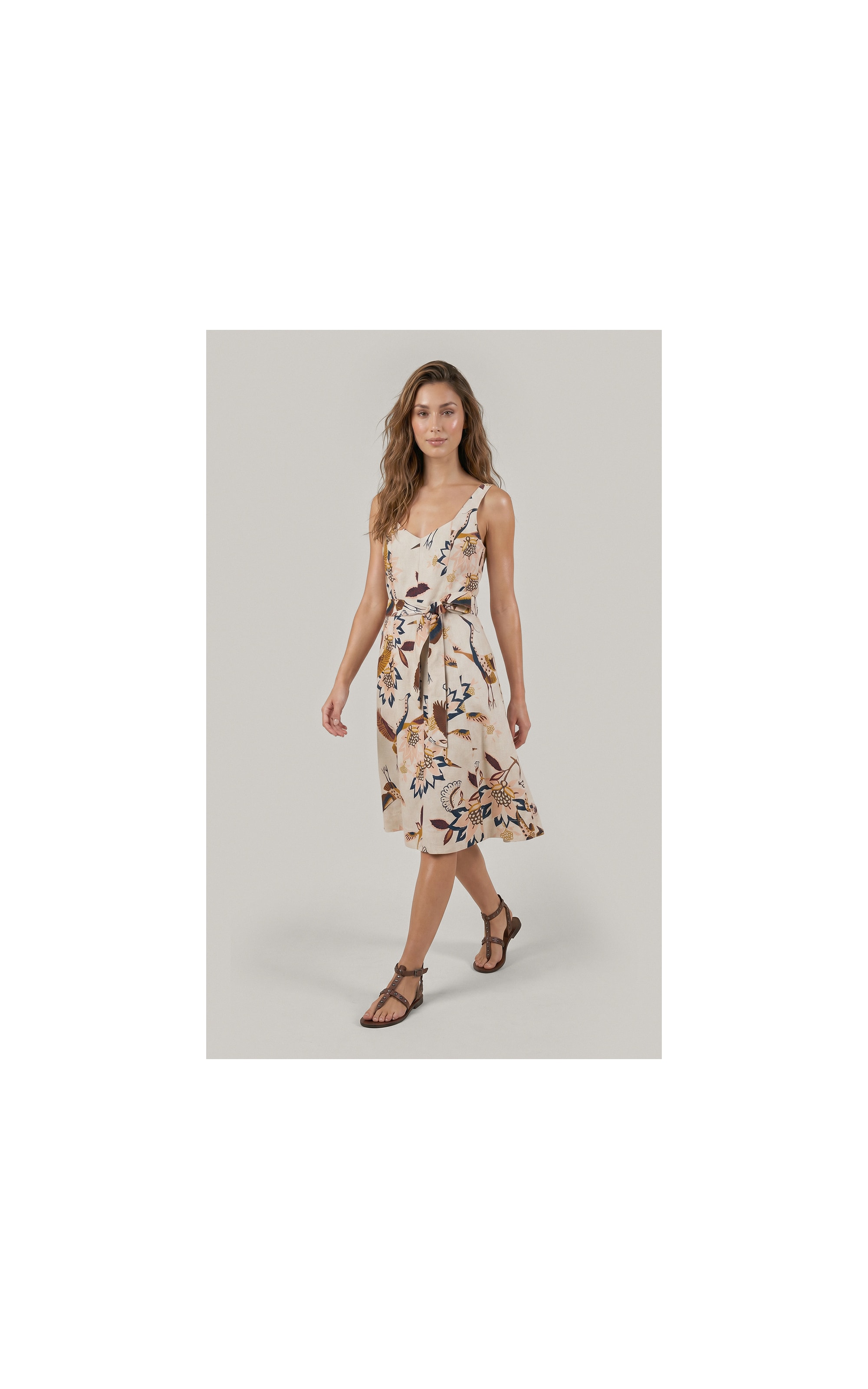 Vestido Gemma Lb Est Pássaros Marrom