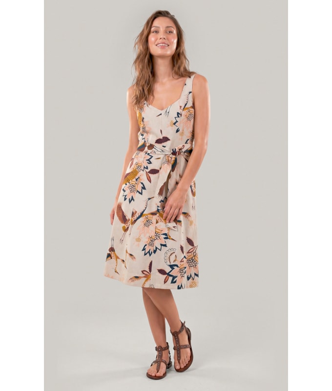 Vestido Gemma Lb Est Pássaros Marrom