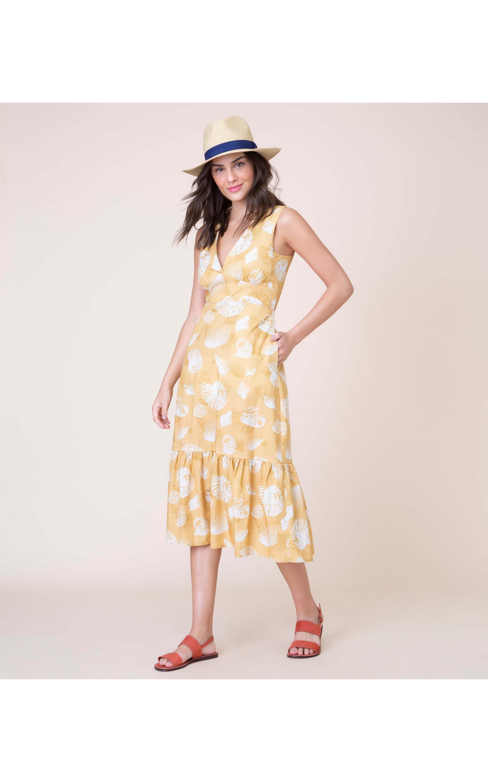 Vestido Georgia Est Shell Algodao Amarelo