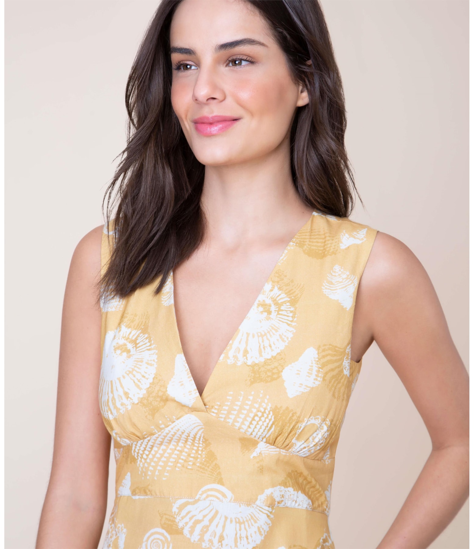 Vestido Georgia Est Shell Algodao Amarelo