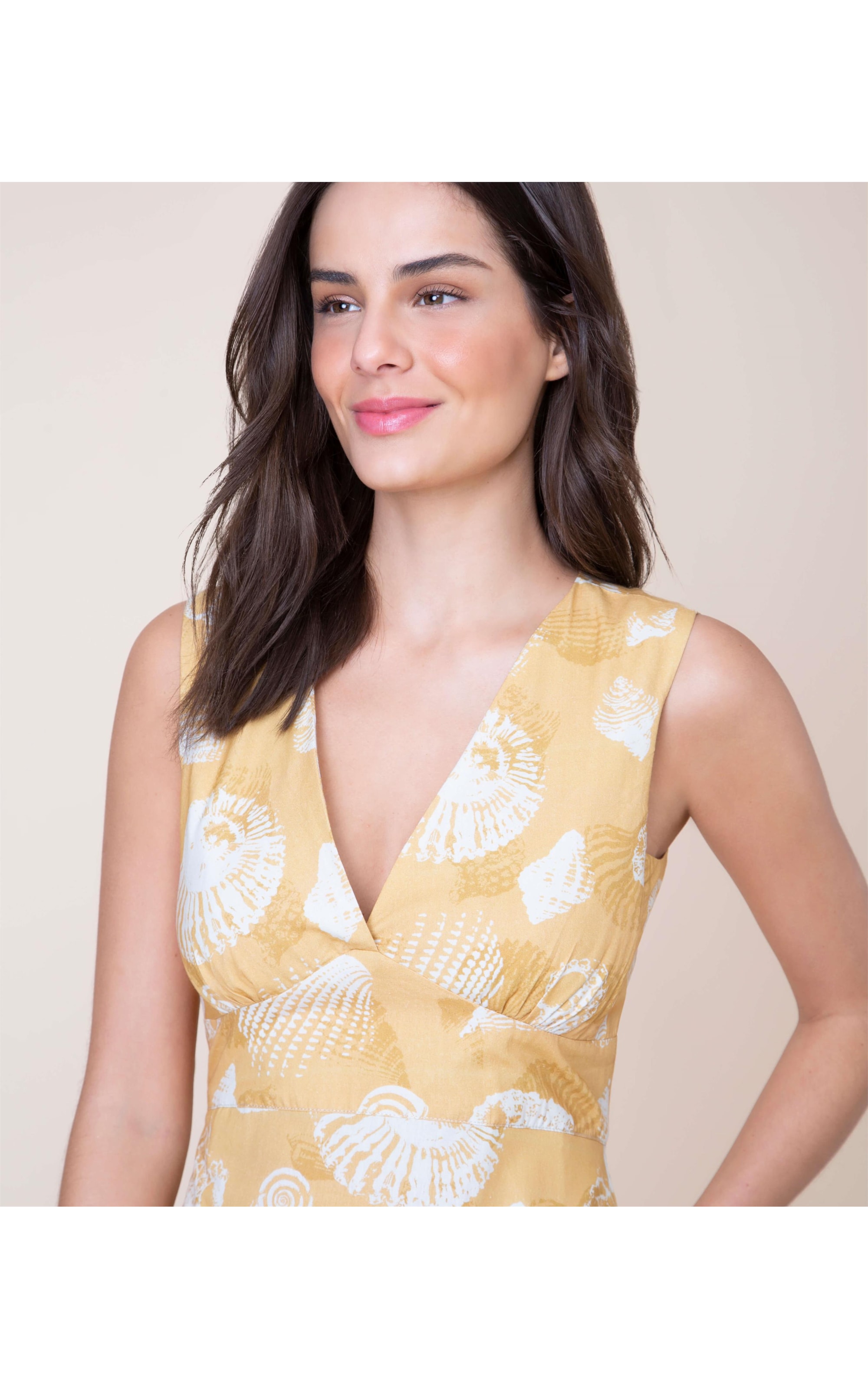 Vestido Georgia Est Shell Algodao Amarelo