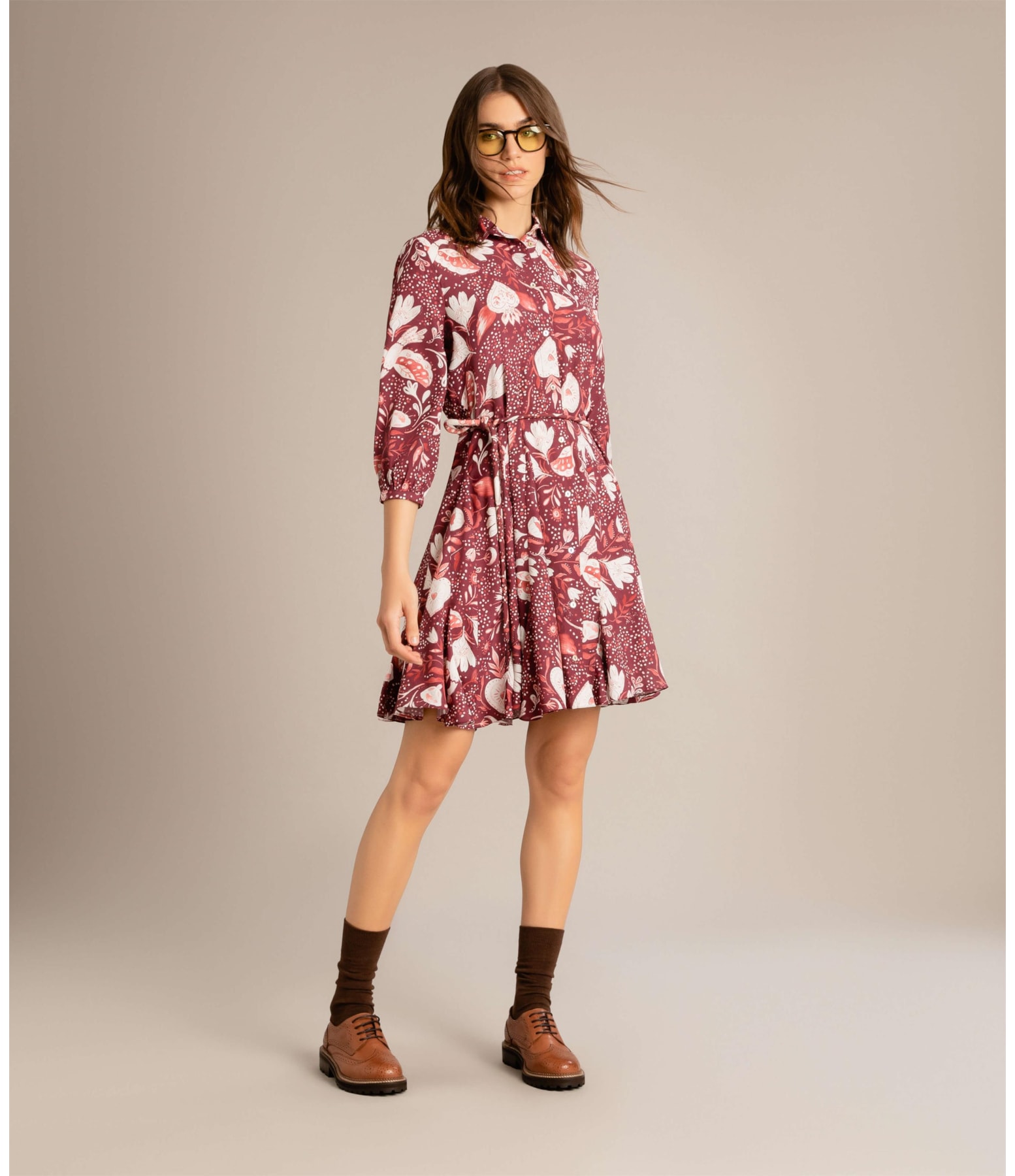 Vestido Gia Estampa Corazon Bordeaux