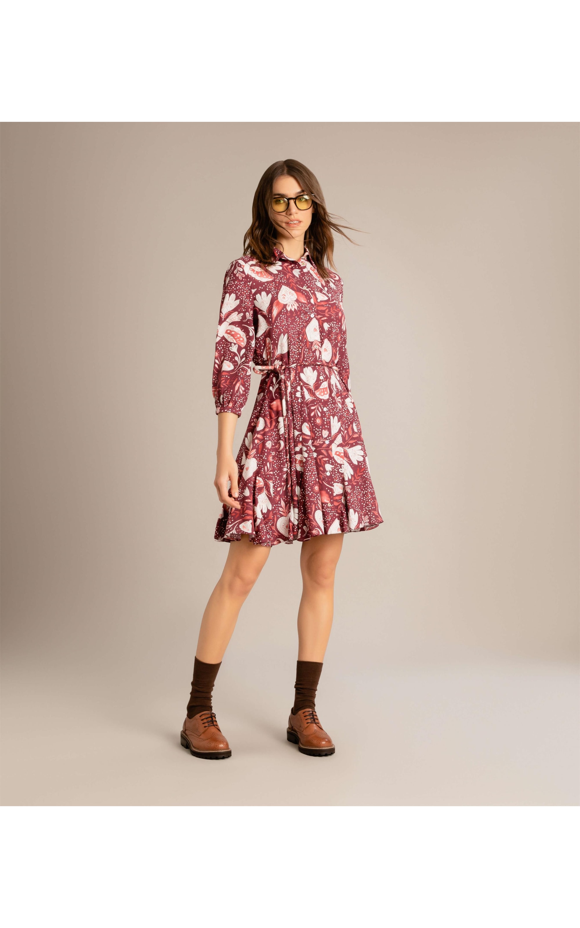 Vestido Gia Estampa Corazon Bordeaux
