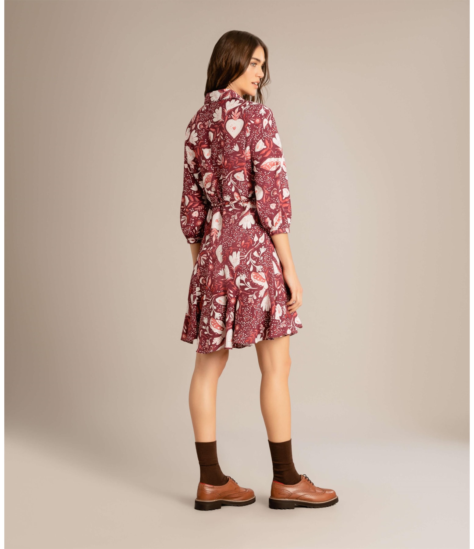 Vestido Gia Estampa Corazon Bordeaux