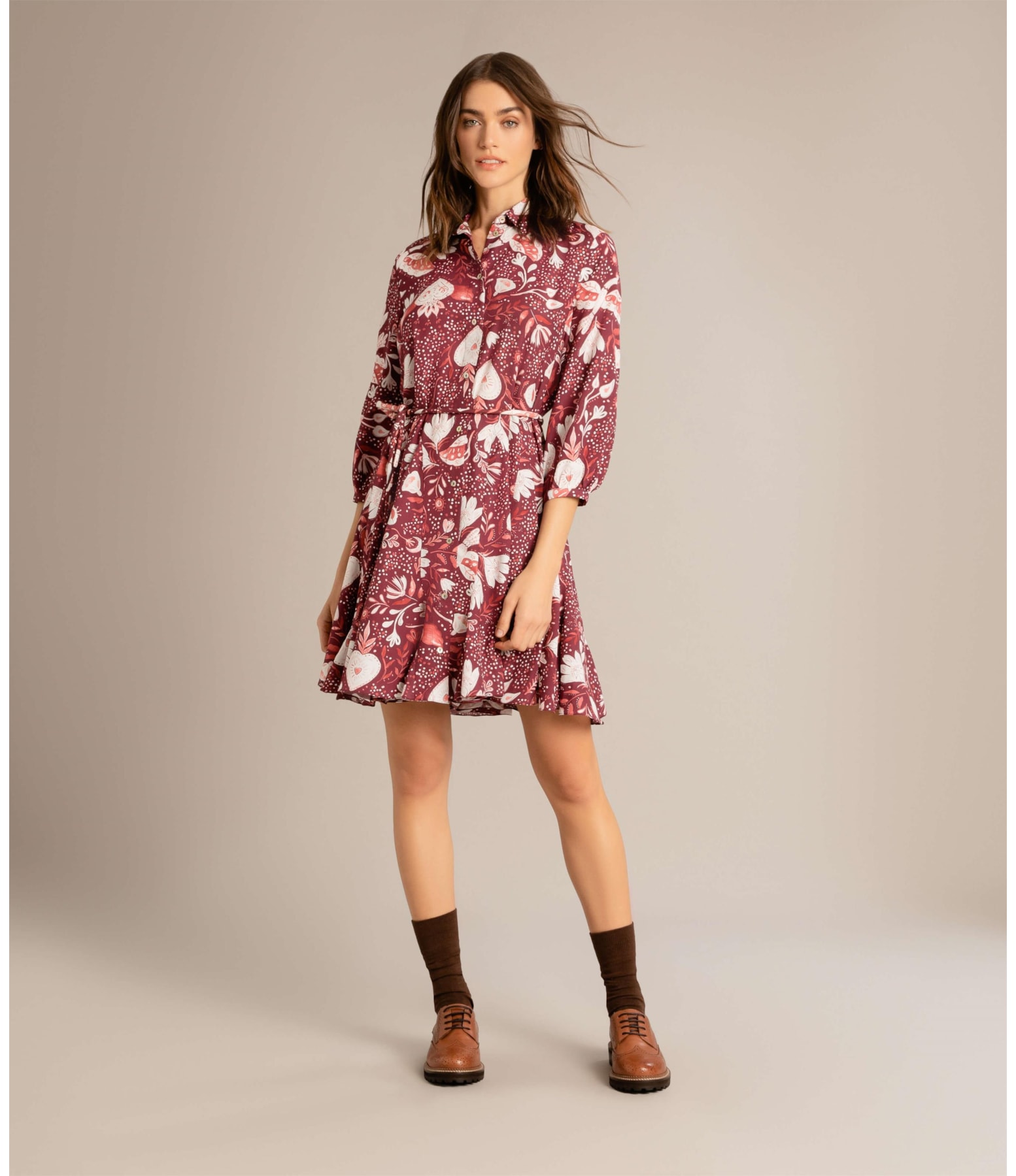 Vestido Gia Estampa Corazon Bordeaux