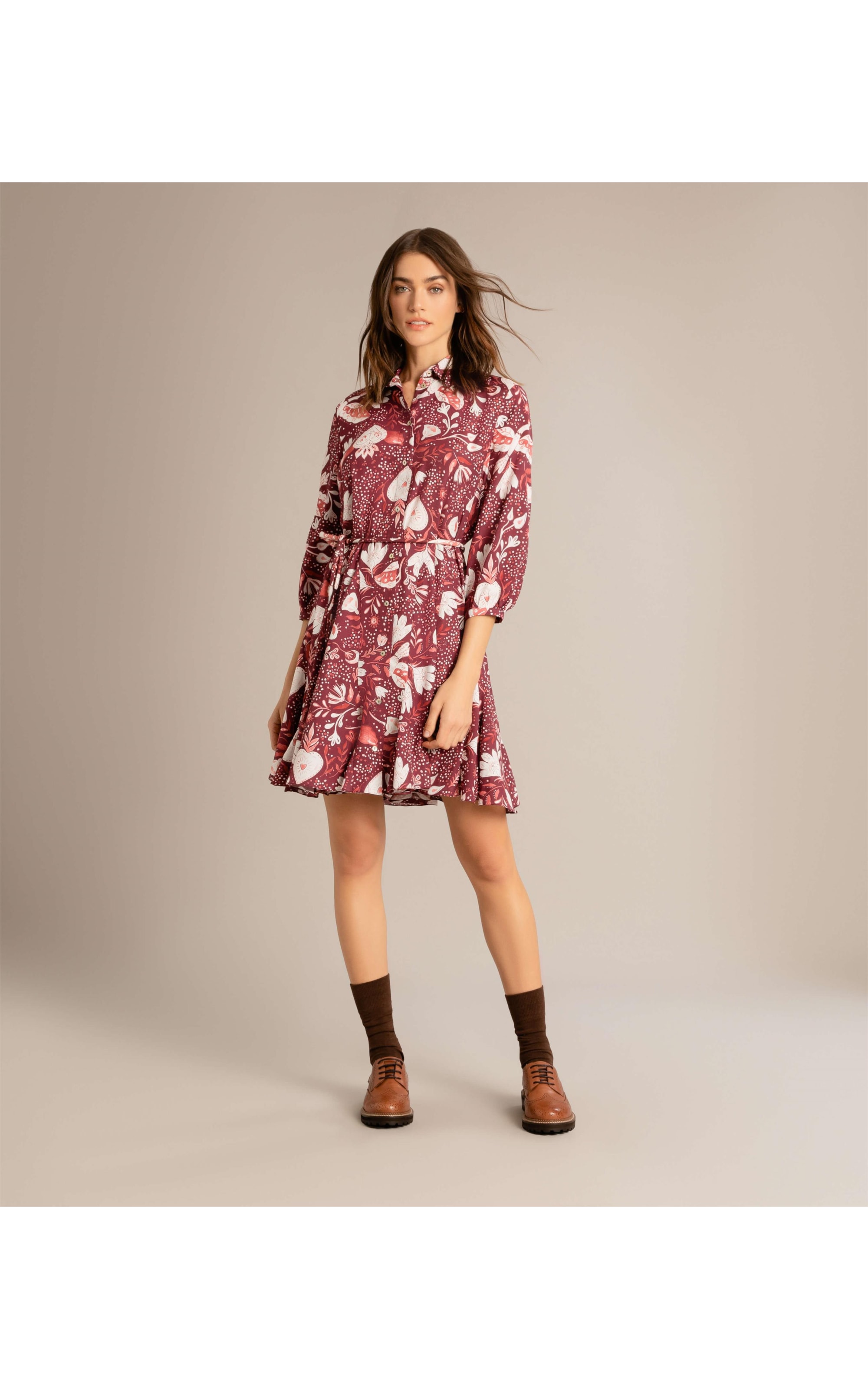 Vestido Gia Estampa Corazon Bordeaux