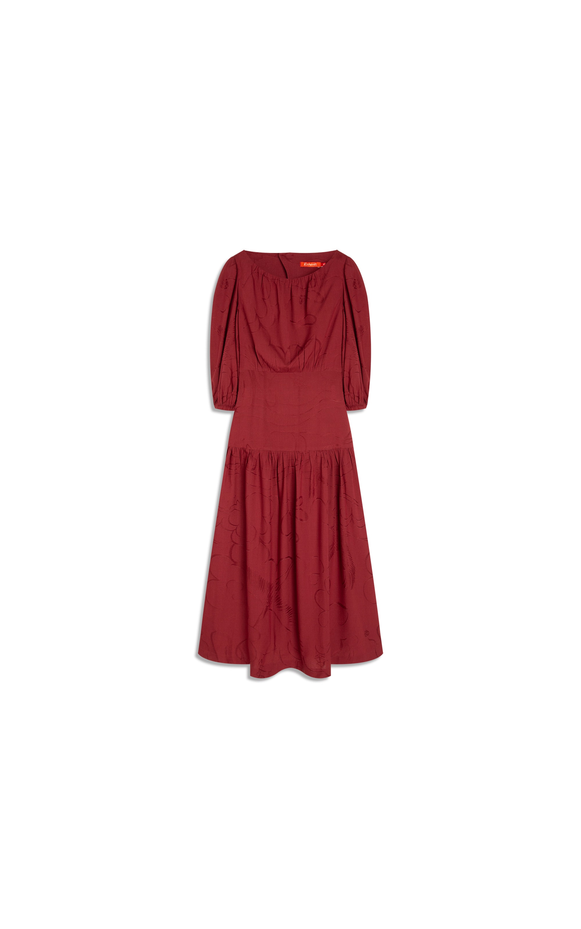 Vestido Hana Viscose Jacquard Crane Bordeaux