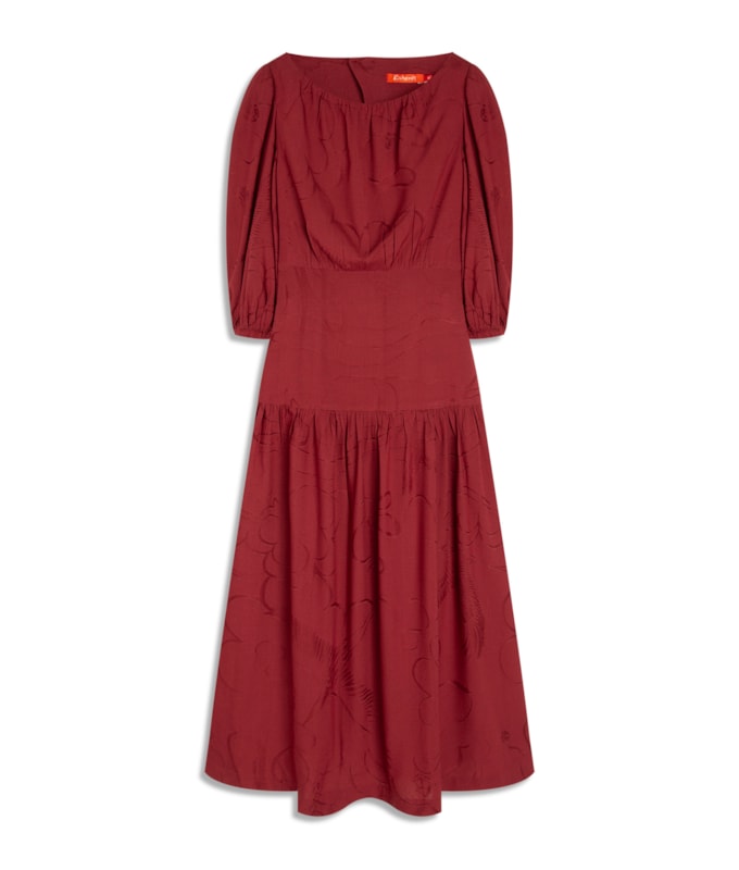 Vestido Hana Viscose Jacquard Crane Bordeaux