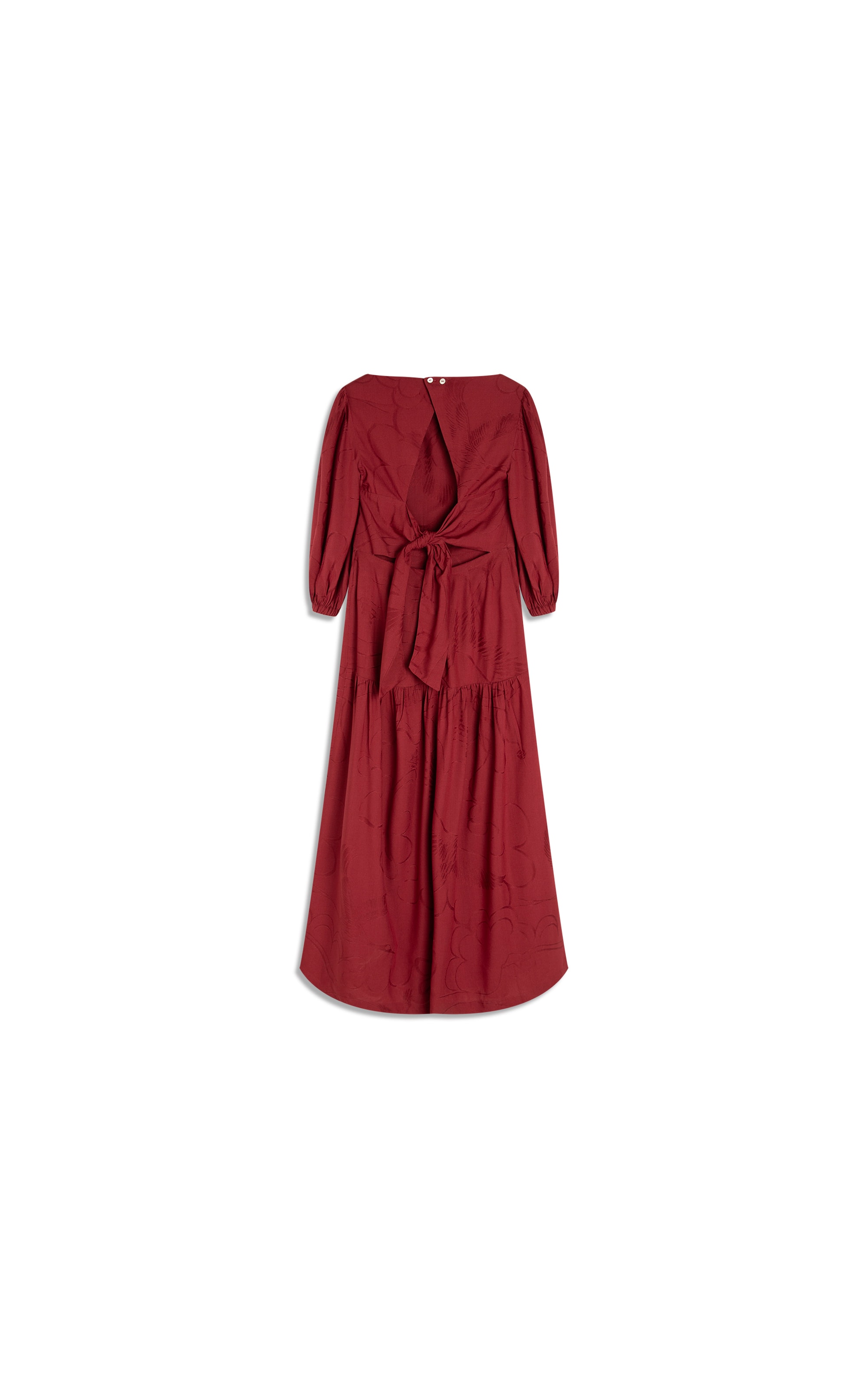 Vestido Hana Viscose Jacquard Crane Bordeaux