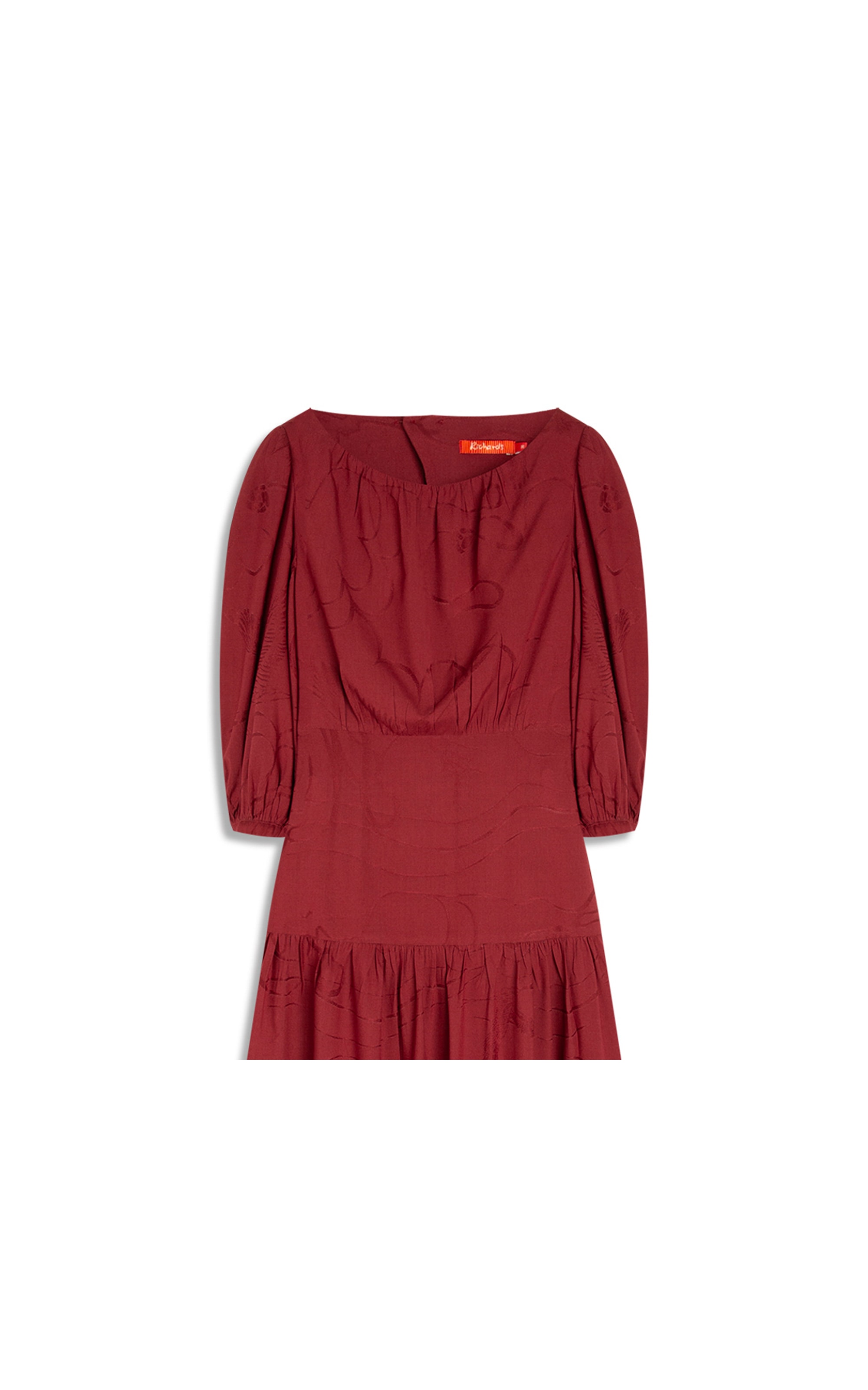 Vestido Hana Viscose Jacquard Crane Bordeaux