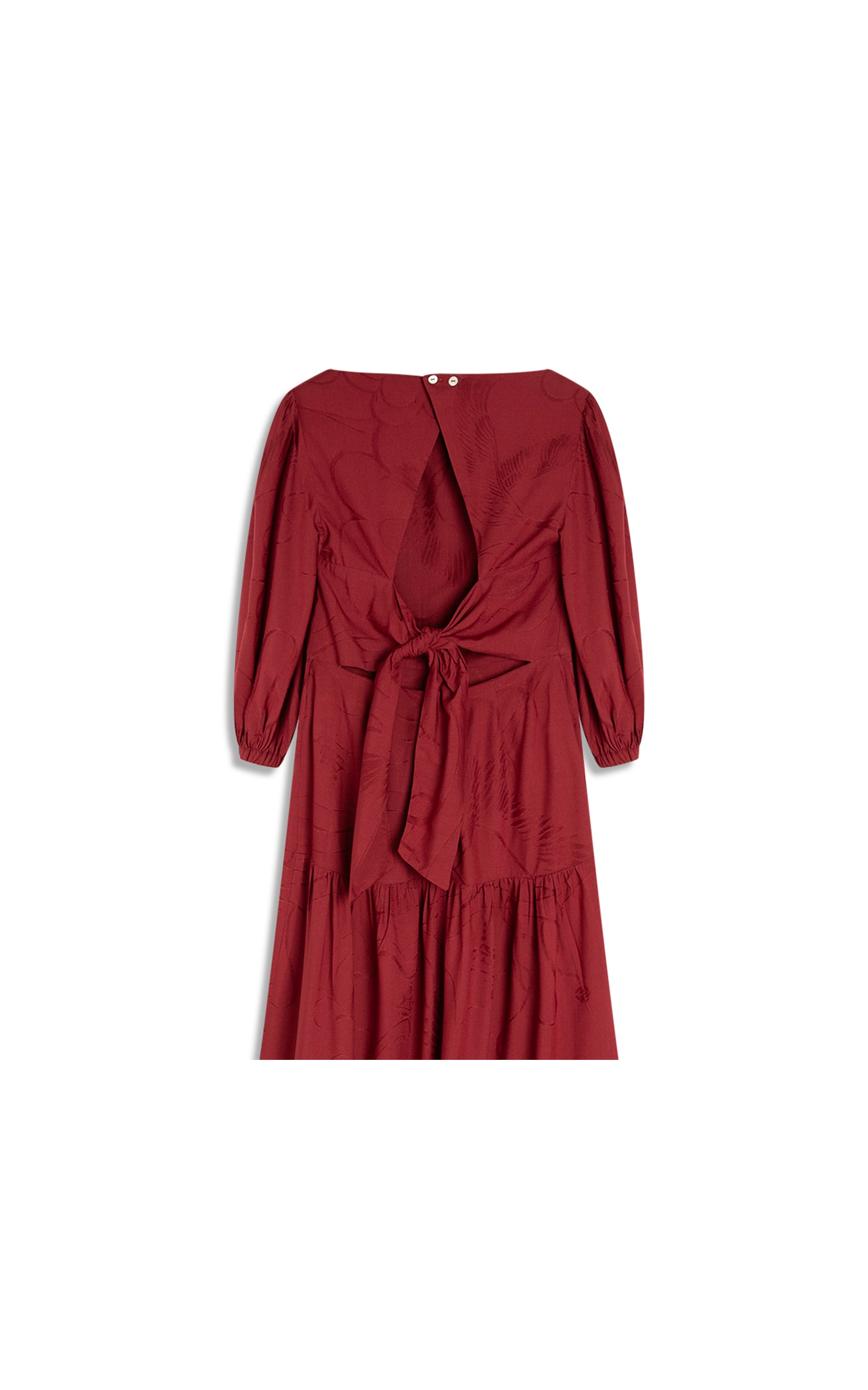 Vestido Hana Viscose Jacquard Crane Bordeaux