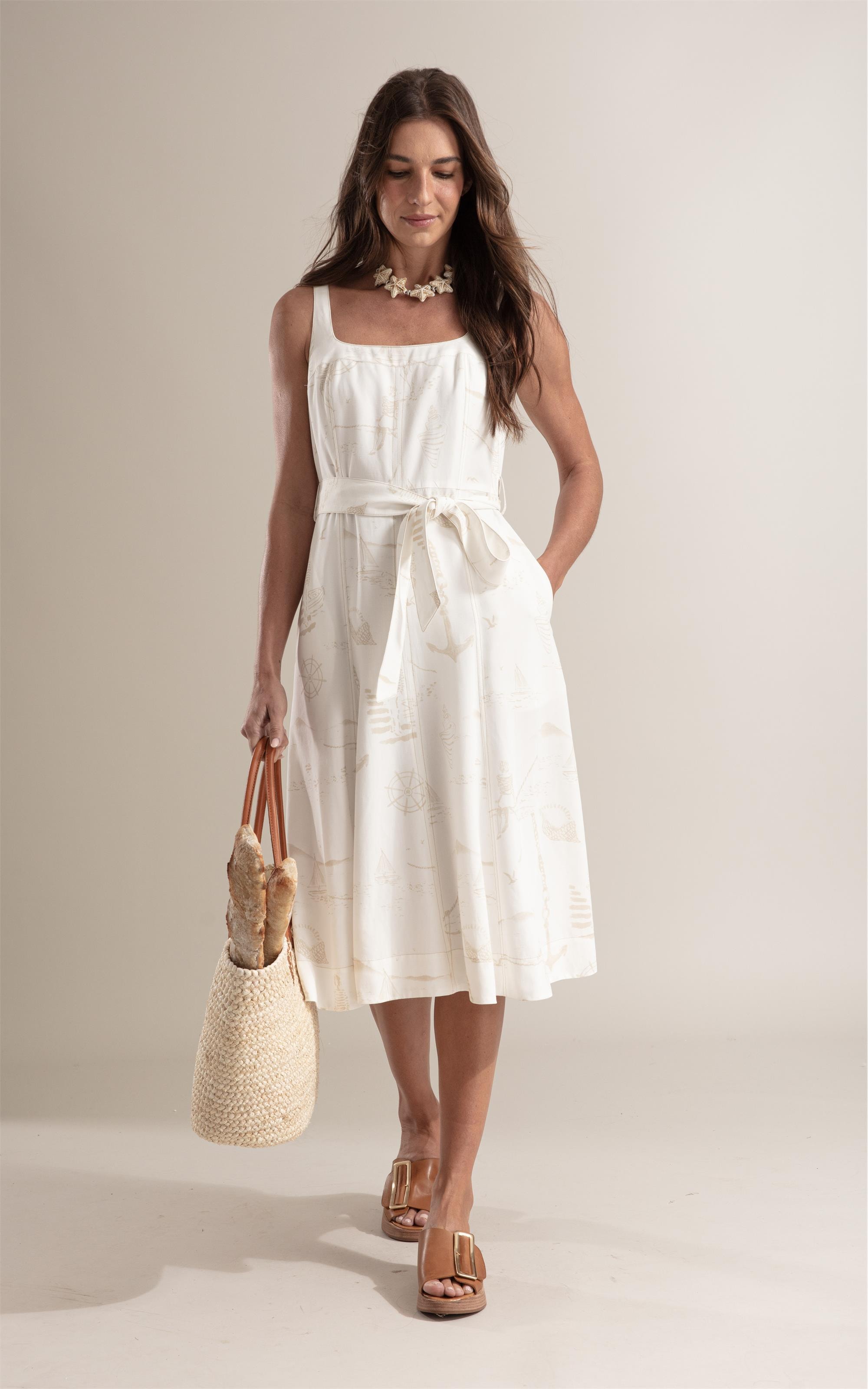 Vestido Haze Sailor Linho Areia