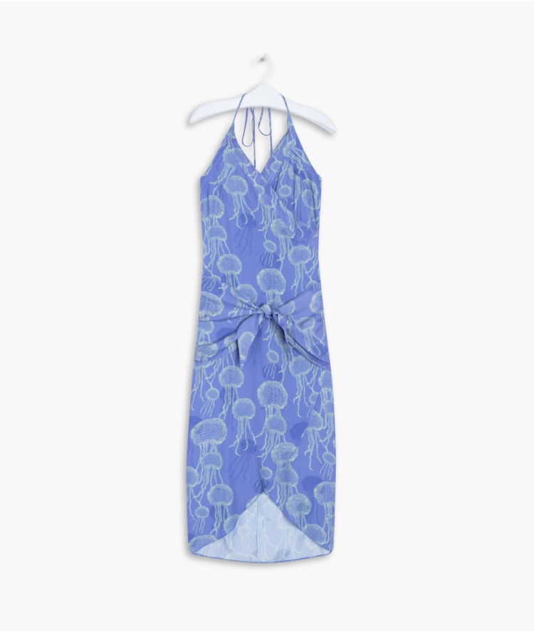 Vestido Helena Viscose Est Orquidea Mono Azul Bic
