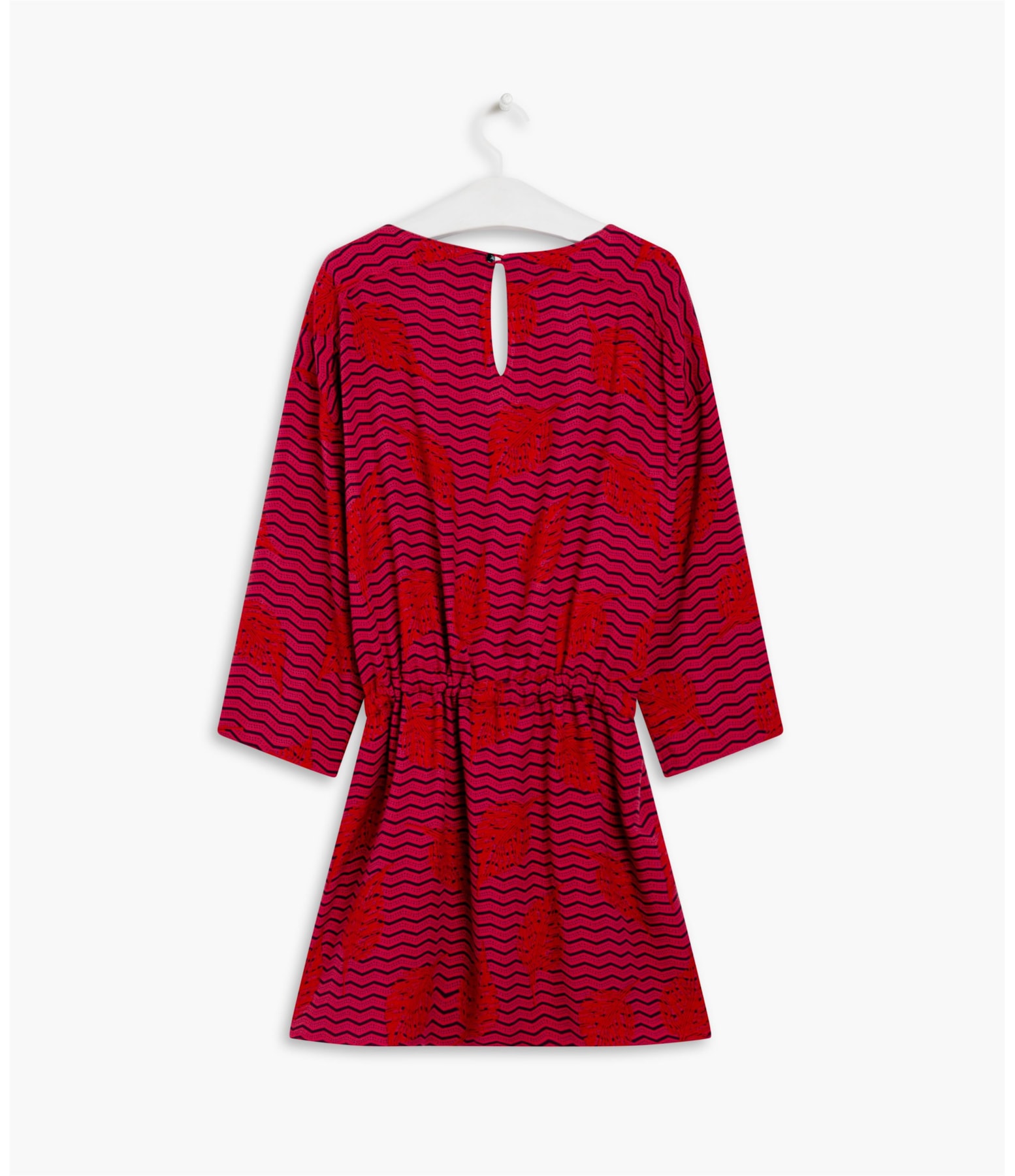 Vestido Hena Viscose Est Folhas Jazz Pitaya