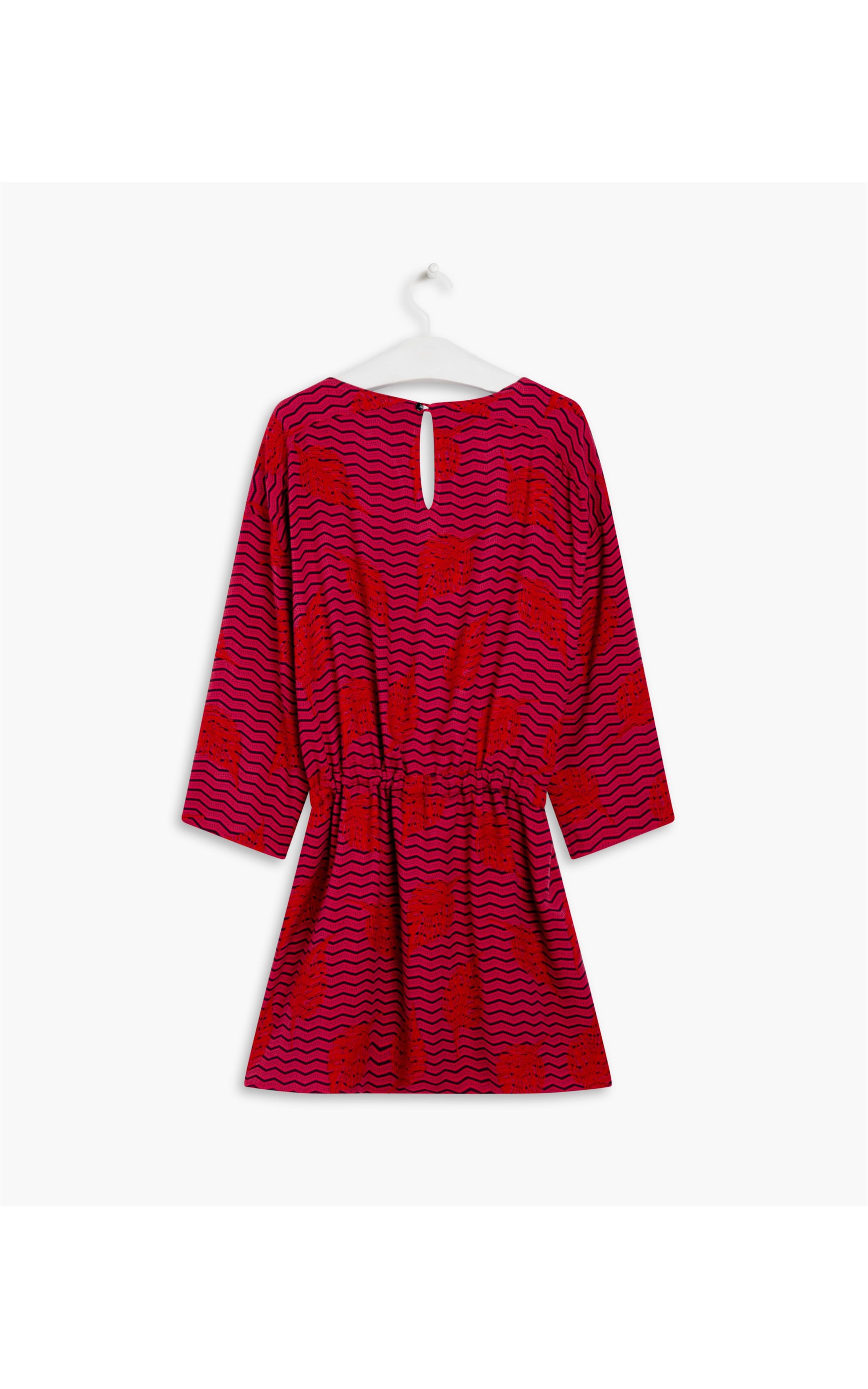 Vestido Hena Viscose Est Folhas Jazz Pitaya