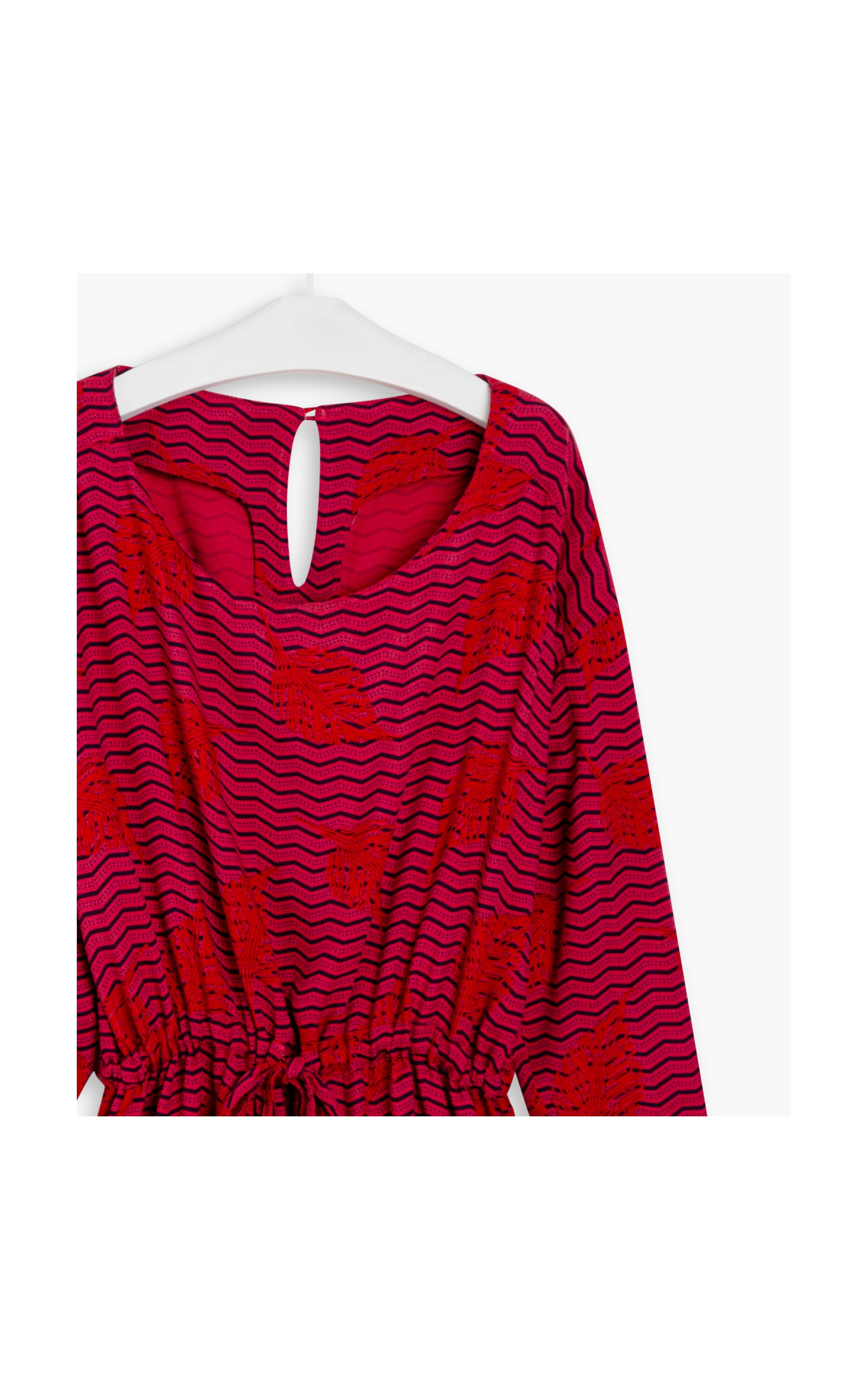 Vestido Hena Viscose Est Folhas Jazz Pitaya
