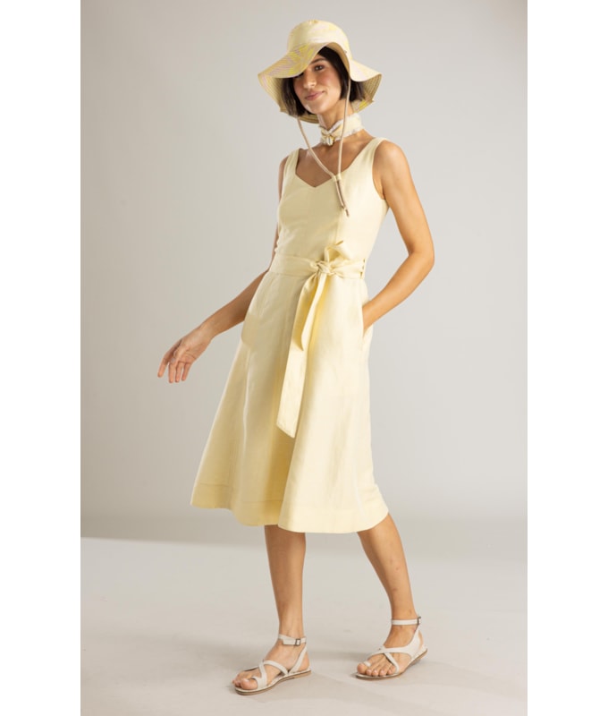 Vestido Iara Lb Cross Dye Amarelo Claro