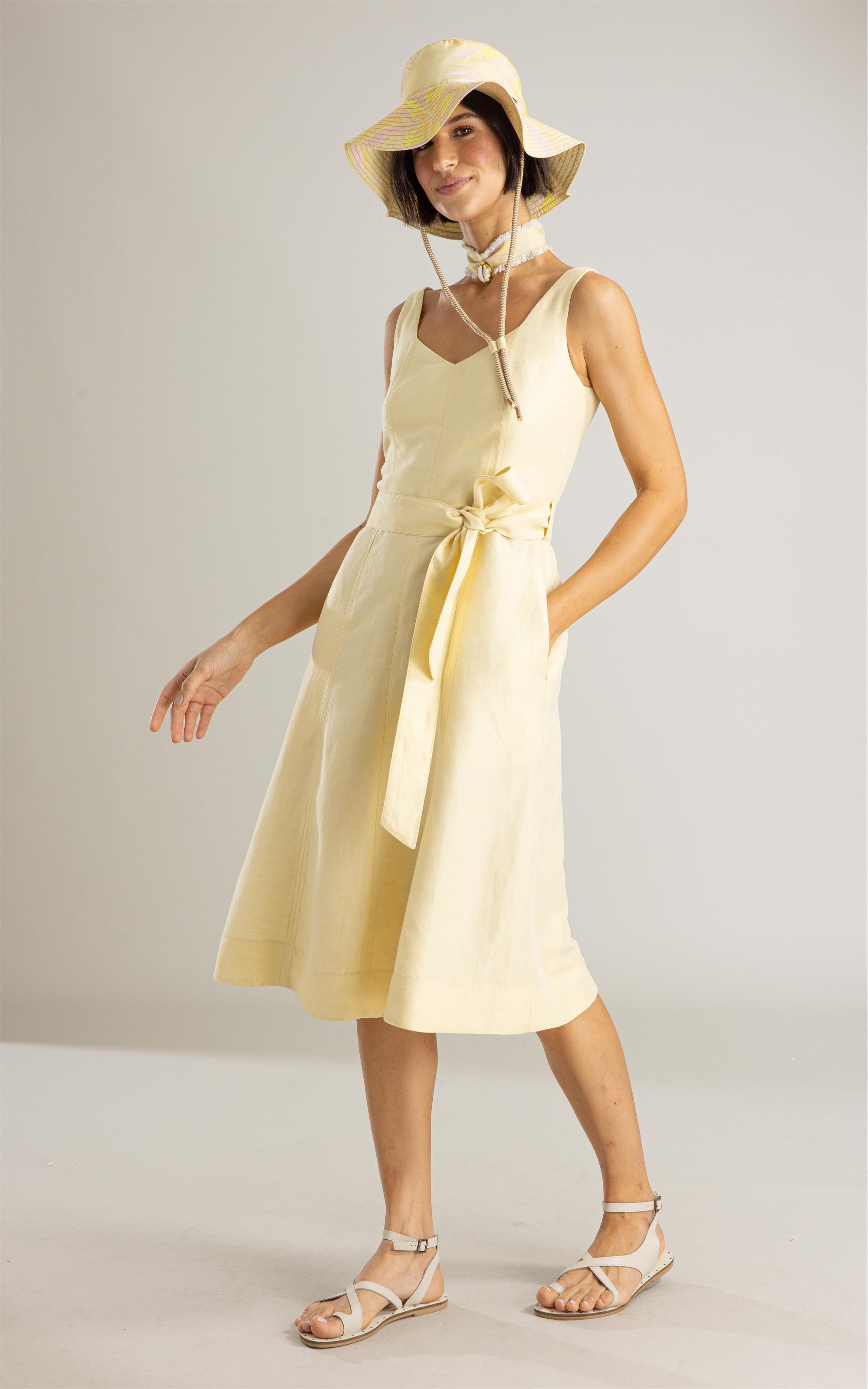 Vestido Iara Lb Cross Dye Amarelo Claro