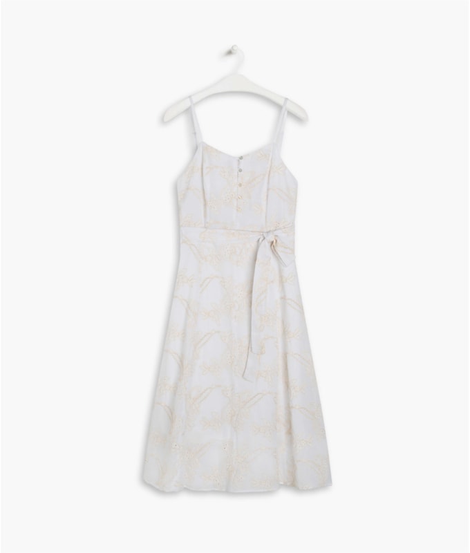 Vestido Ika Bordado Liso Branco