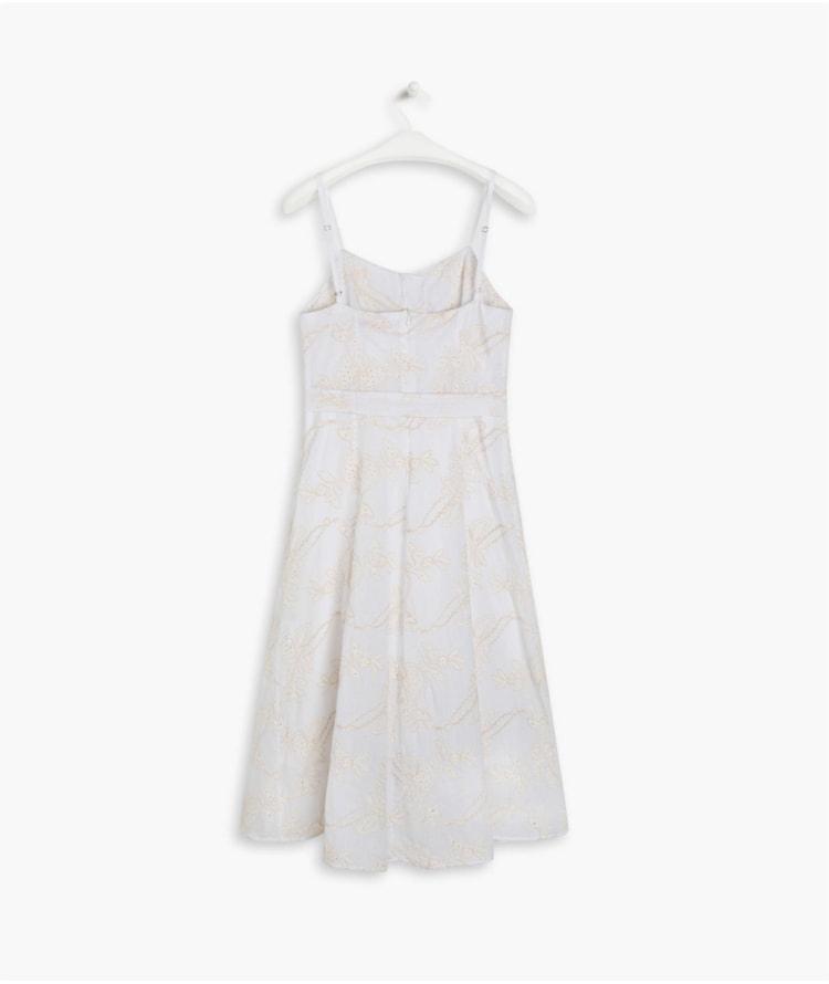 Vestido Ika Bordado Liso Branco